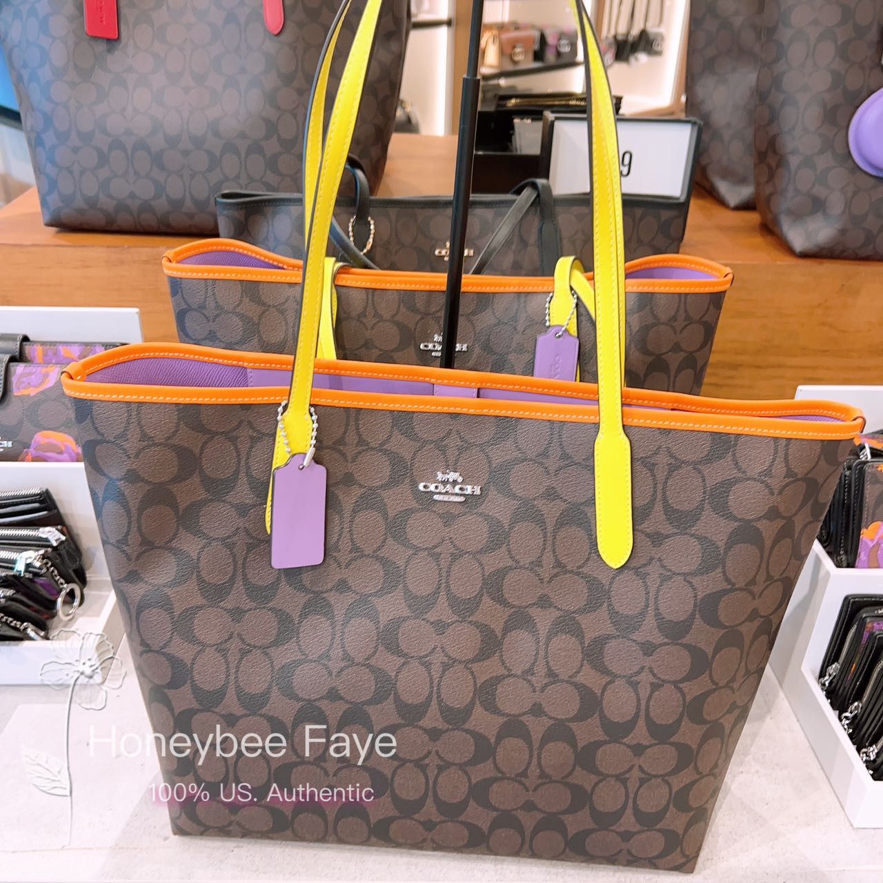 NWT Coach City Tote In Signature Canvas With Bee Print C8590