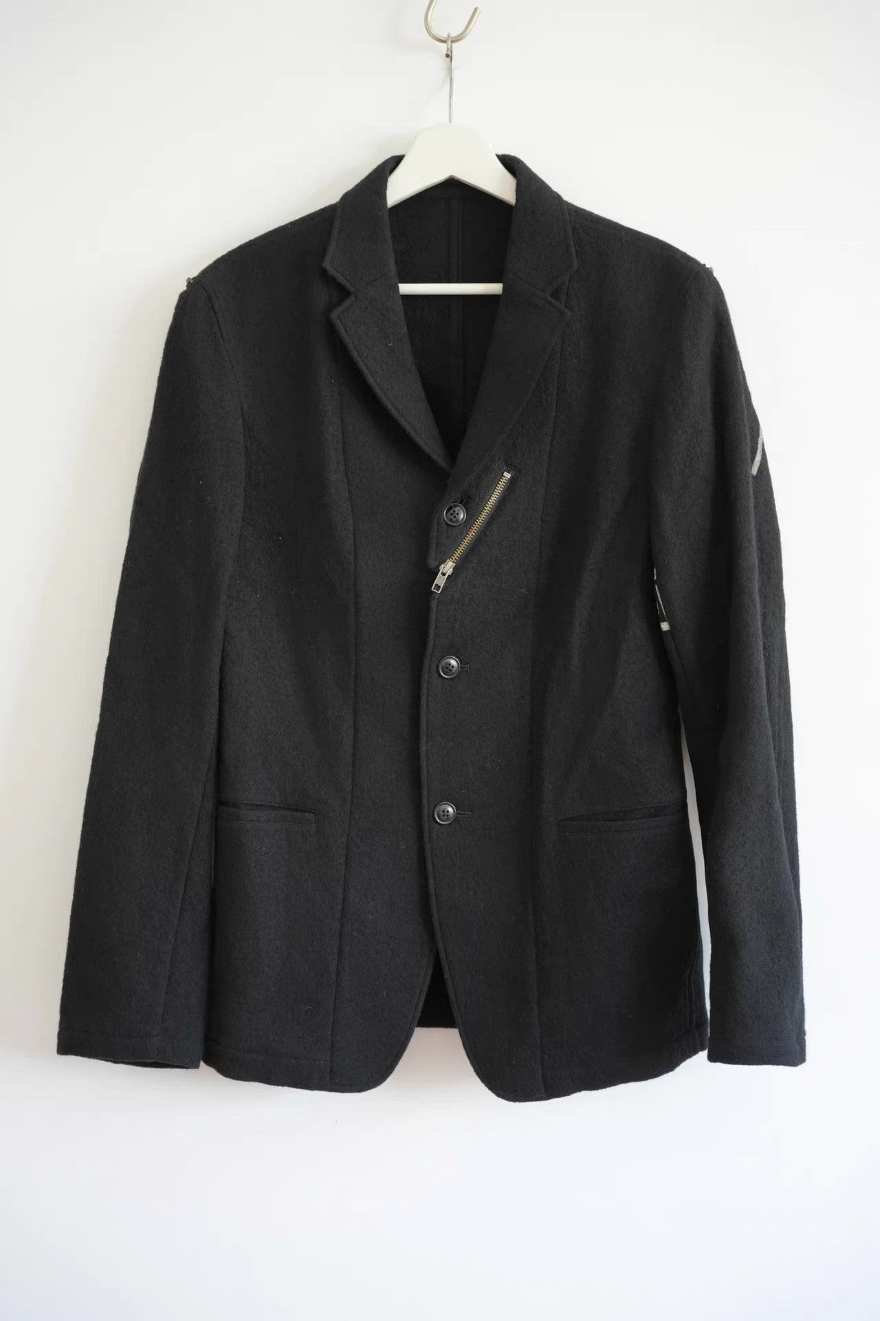 Yohji Yamamoto Black Structured Jacket with Zip Detail Size US M / EU 48-50 / 2 - 1 Thumbnail