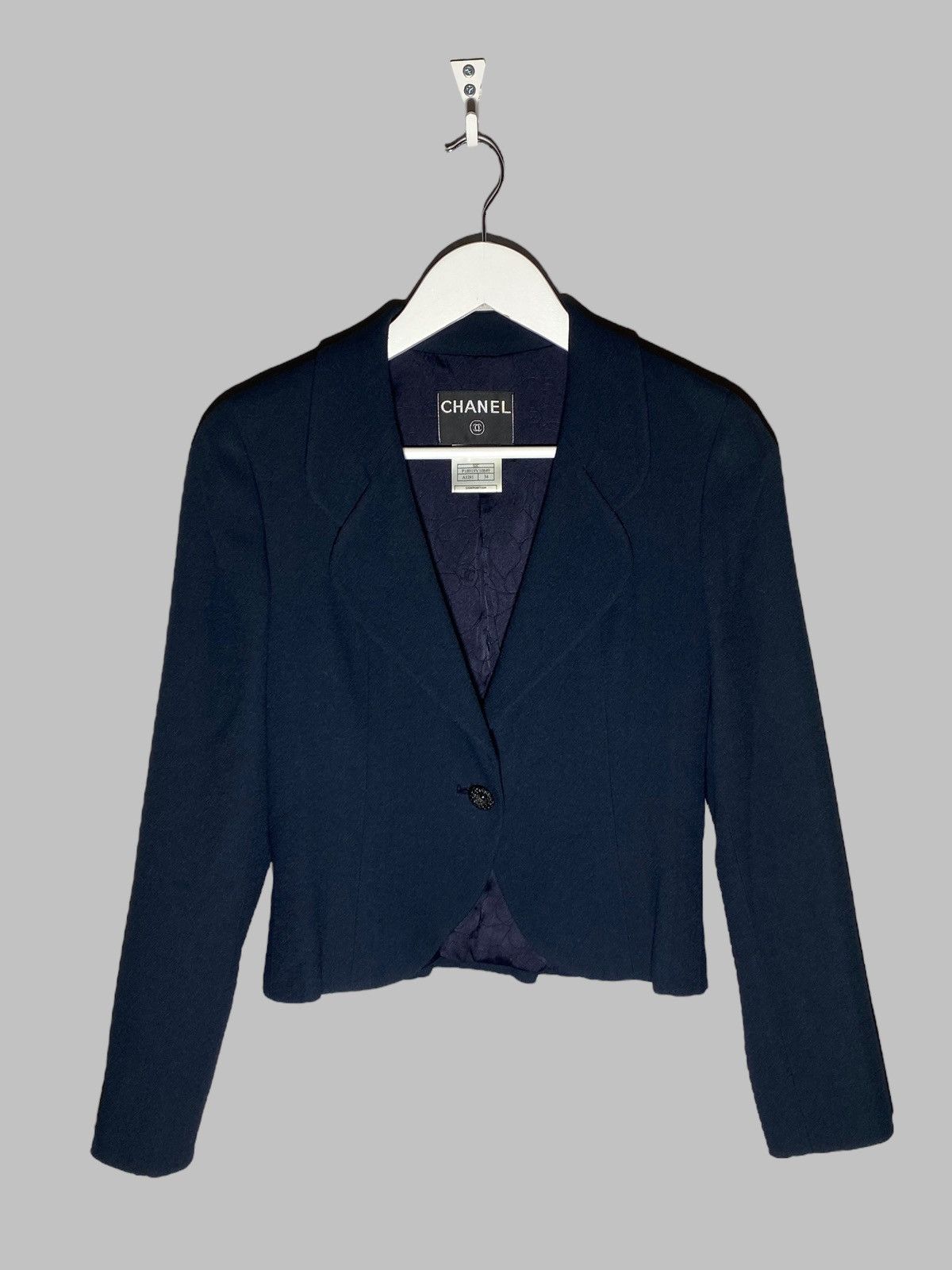 Chanel Chanel Navy Blue Blazer Embellished Rhinestone Button Jacket Size XS / US 0-2 / IT 36-38 - 1 Thumbnail