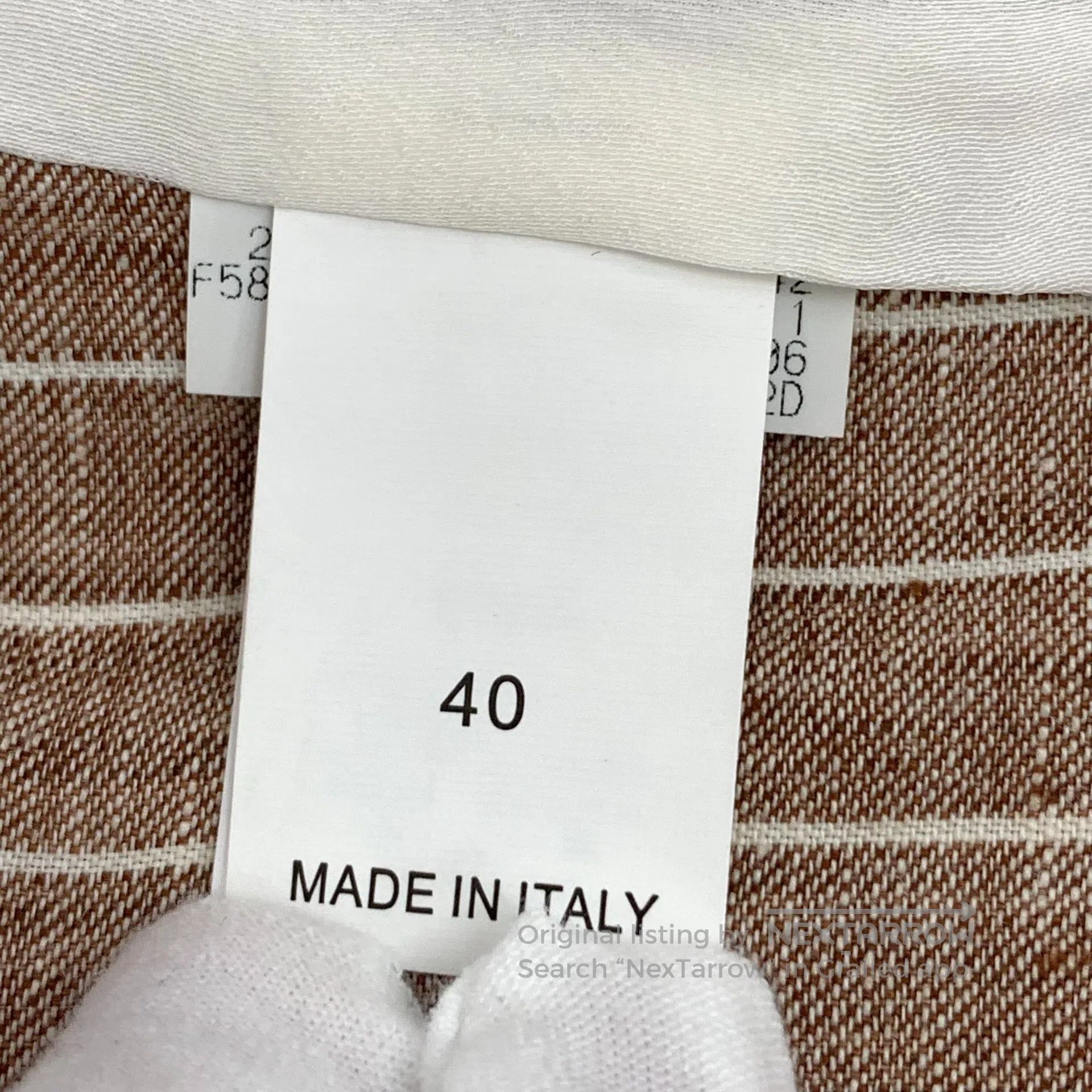 Brunello Cucinelli Brunello Cucinelli Brown Vertical Stripe Linen Double Brea Size US XXS / EU 40 - 7 Thumbnail