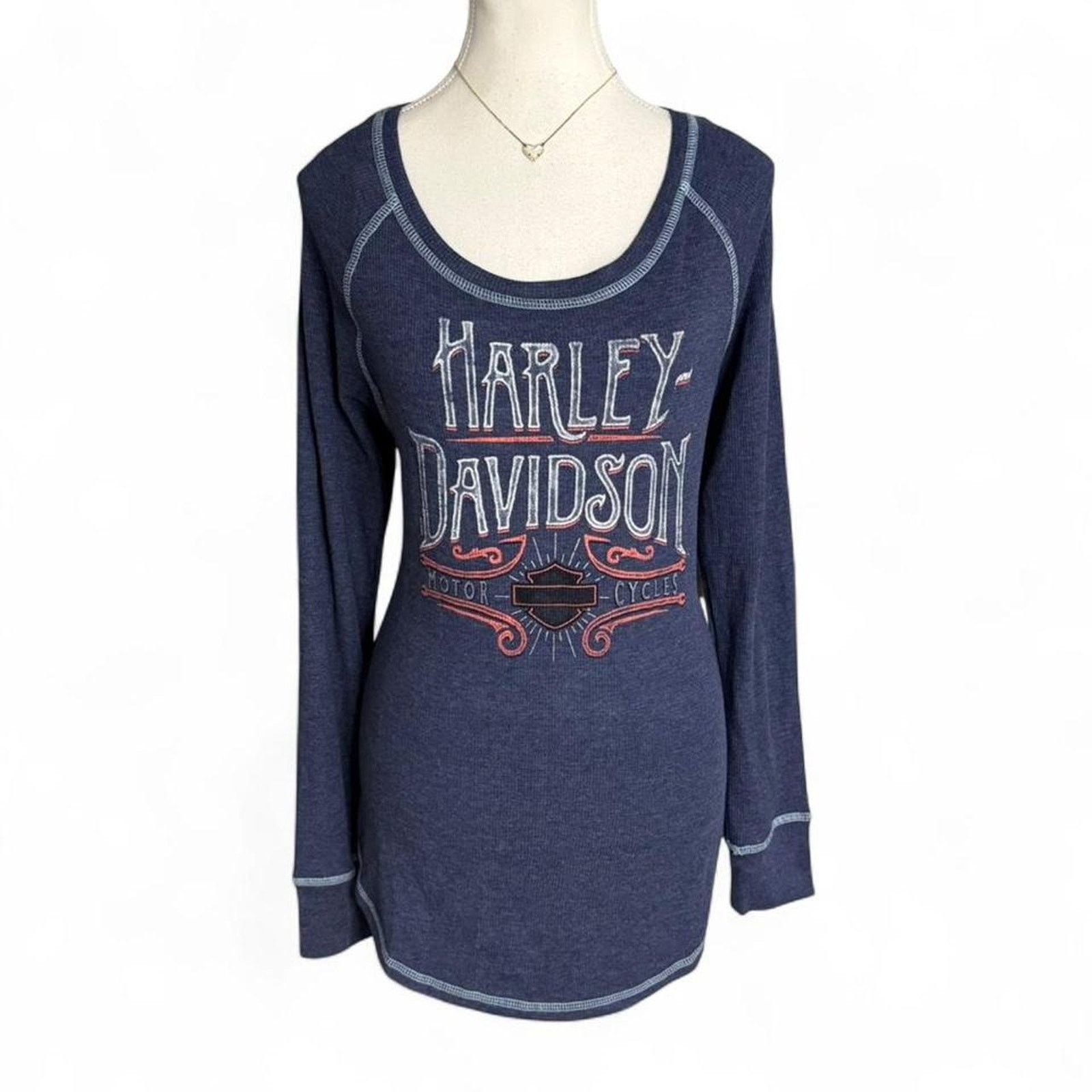 Harley Davidson Harley Davidson navy long sleeve shirt Size L Size L / US 10 / IT 46 - 1 Thumbnail
