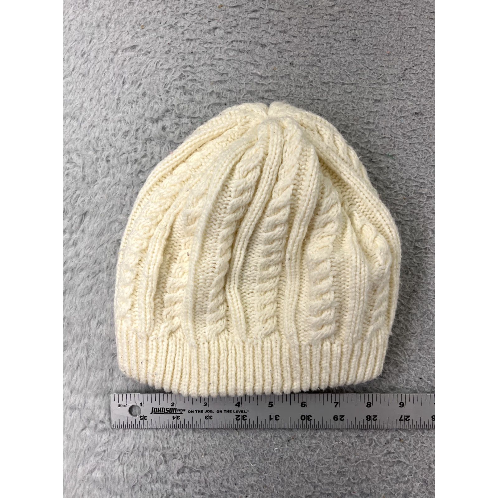 Vintage Aris Beanie Womens One Size White Cable Knit Acrylic Winter Ski Size ONE SIZE - 2 Thumbnail
