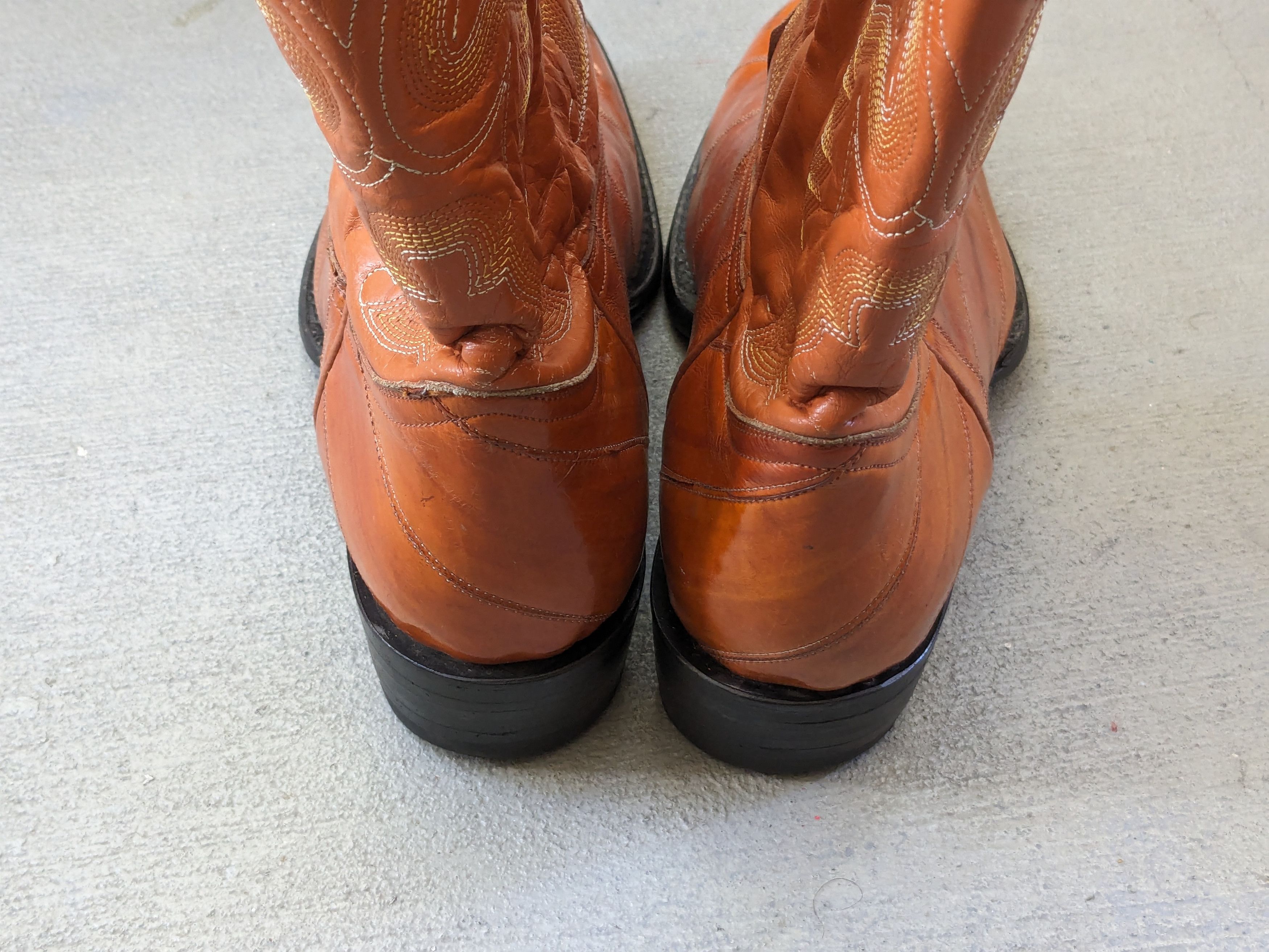 Vintage Eel Cowboy Boots Brown 8.5 Leather Mexico Botas Ranchwear Size US 8.5 / EU 41-42 - 14 Thumbnail