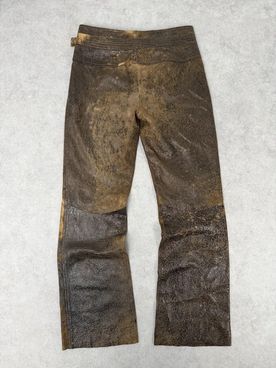 Roberto Cavalli AW2000 Roberto Cavalli Brown Eroded Leather Burnt Pants Size 26" / US 2 / IT 38 - 8 Thumbnail