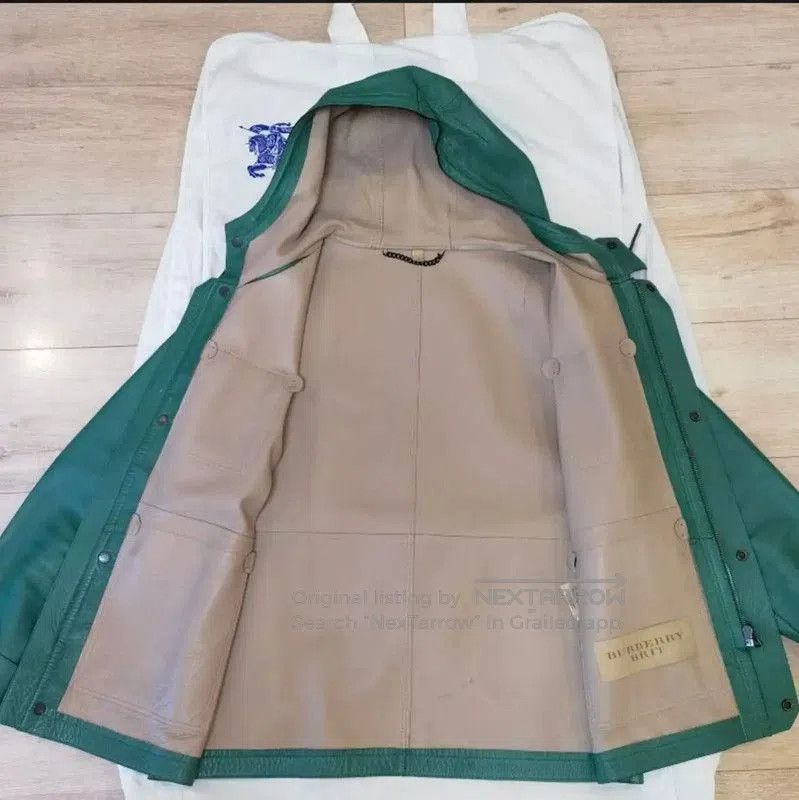 Burberry Burberry Oversized Green Leather Trench Coat. Size US XXL / EU 58 / 5 - 2 Thumbnail
