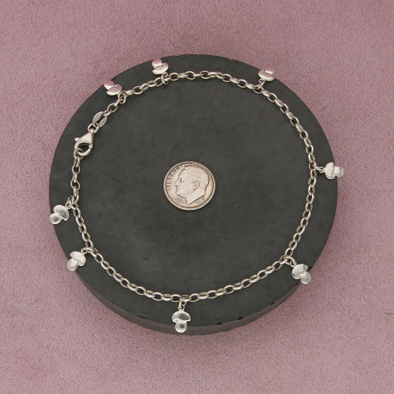 Sterling Silver sterling silver mushroom charm anklet bracelet size 10.25in Size ONE SIZE - 2 Thumbnail