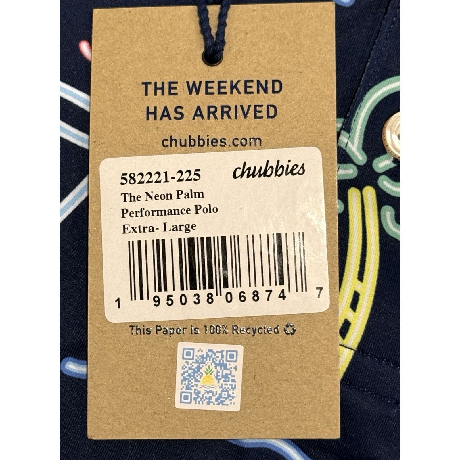 Chubbies Chubbies Polo Shirts Mens Short Sleeve XL Blue Neon Palm Performance Polo Mens Short Sleeve XL Blue Chubbies Polo Size US XL / EU 56 / 4 - 4 Thumbnail