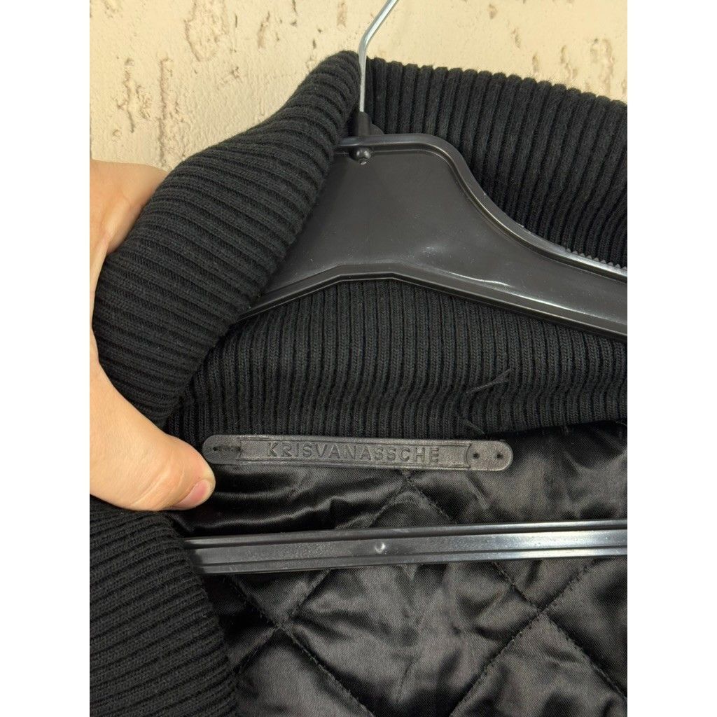 Kris Van Assche Kris Van Assche Asymmetrical Wool Shawl Collar Black Bomber Size US XXS / EU 40 - 9 Thumbnail