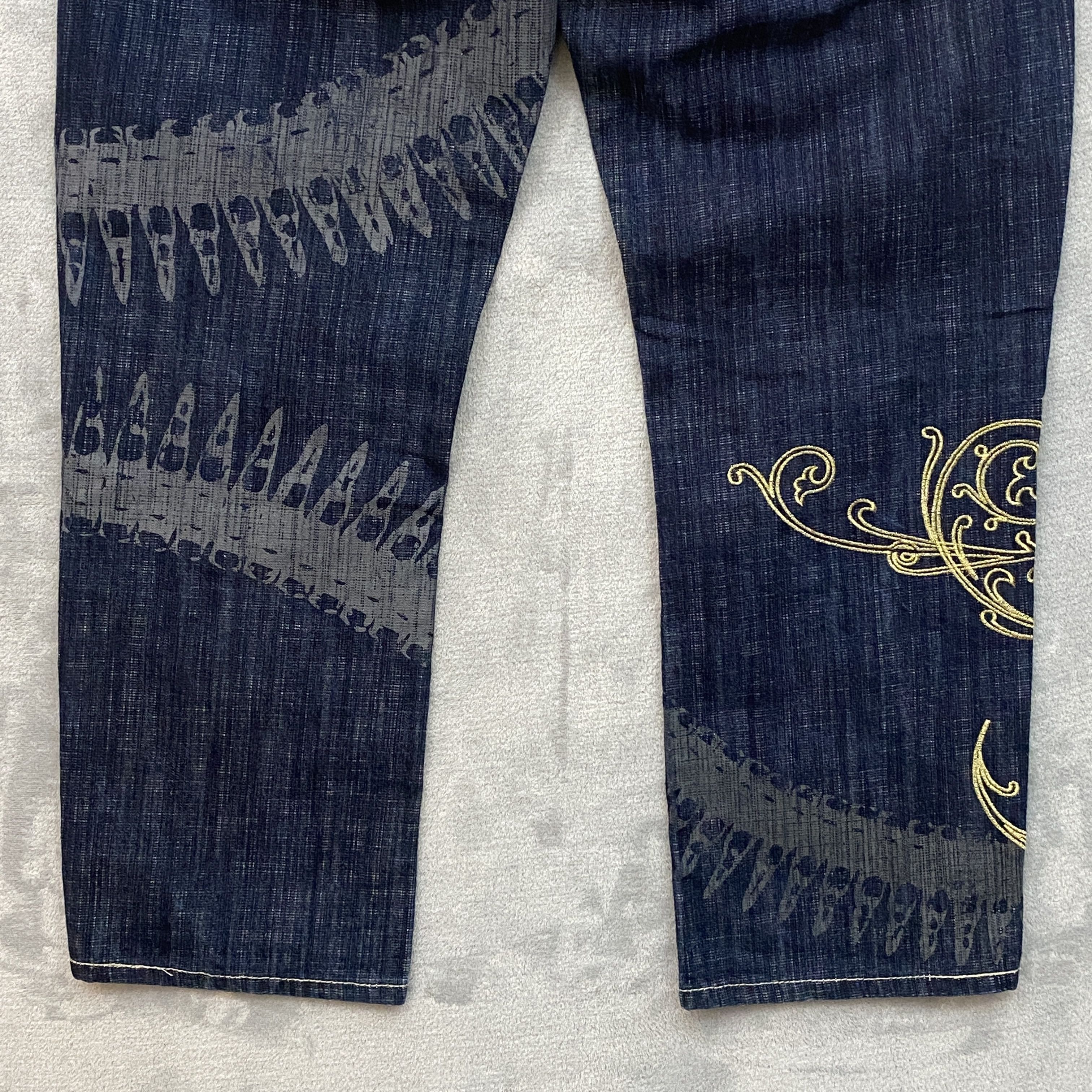 Imperious × Vintage Y2K DELF Men 34x30 (32x27) Blue BULLETS & BRASS KNUCKLES Size US 34 / EU 50 - 11 Thumbnail