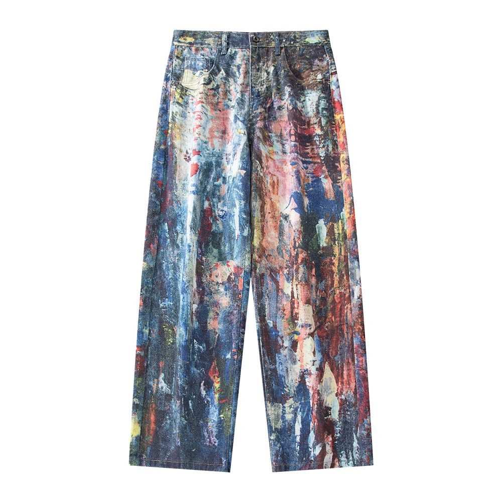 Japanese Brand × Vintage Unique Graffiti Jeans Men Loose Straight Hip Hop Pants Size US 32 / EU 48 - 5 Thumbnail