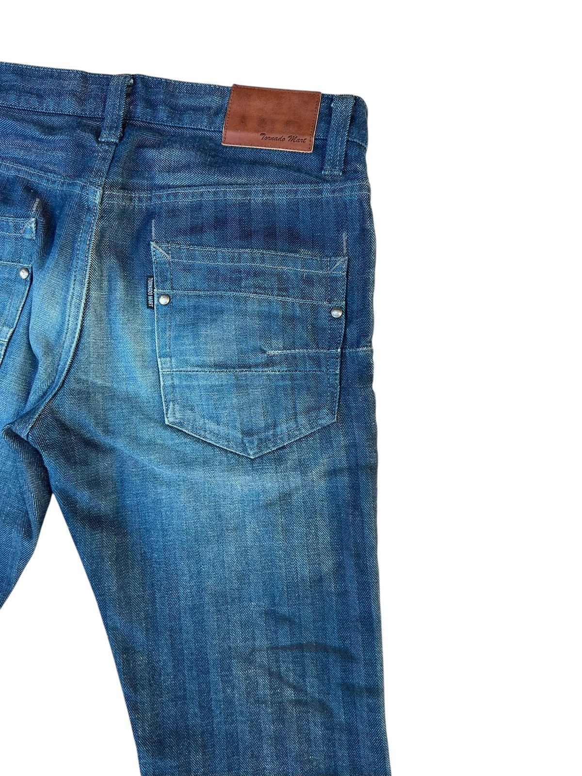 Tornado Mart Tornado Mart Striped HBT Waxed Denim Flare Jeans Size US 29 - 18 Thumbnail