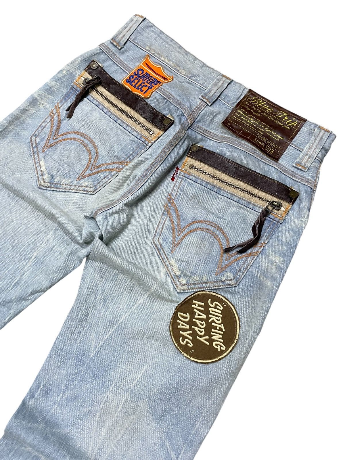 Edwin × Hysteric Glamour × Le Grande Bleu (L.G.B.) Edwin 503 Blue Trip Surf Edition Patched Flared Jeans Size US 30 / EU 46 - 14 Thumbnail