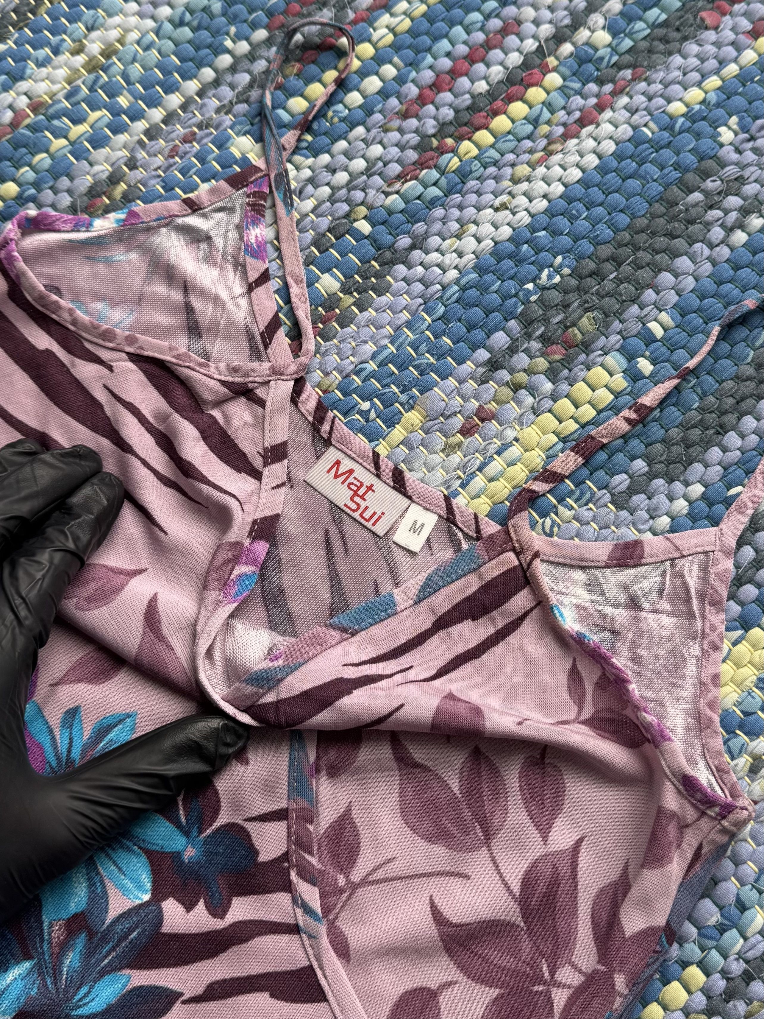 Vintage Vintage Floral Cami Top Pink Purple Y2K Spaghetti Strap Size M / US 6-8 / IT 42-44 - 3 Thumbnail