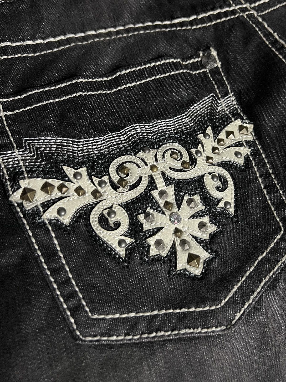 Affliction Antique Rivet Studded Distressed Jeans Size US 38 / EU 54 - 5 Thumbnail