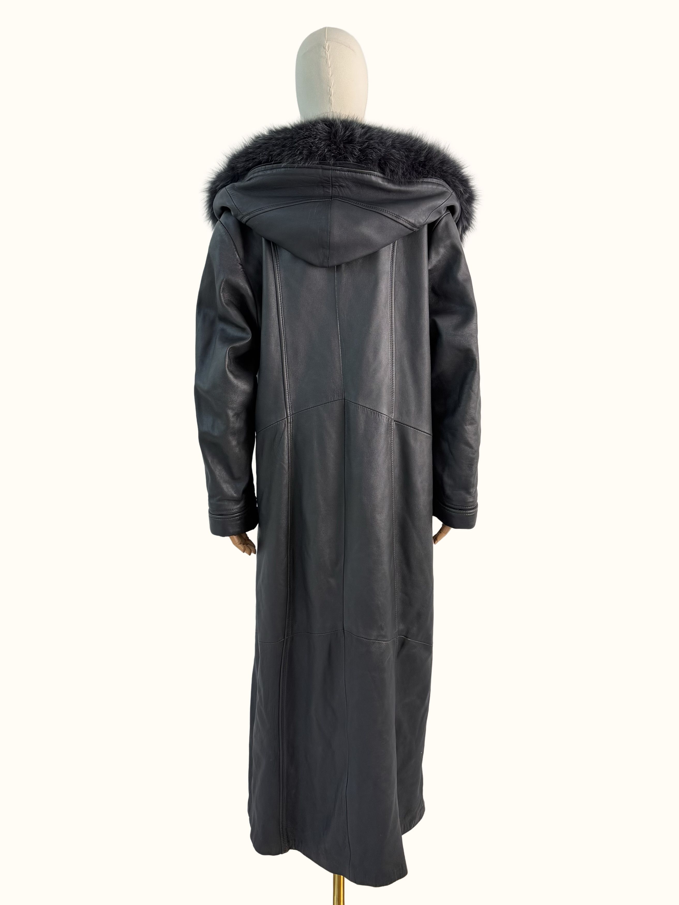 Vintage Vintage Leather Coat Hooded Long Winter Jacket Outerwear B4 Size L / US 10 / IT 46 - 5 Thumbnail