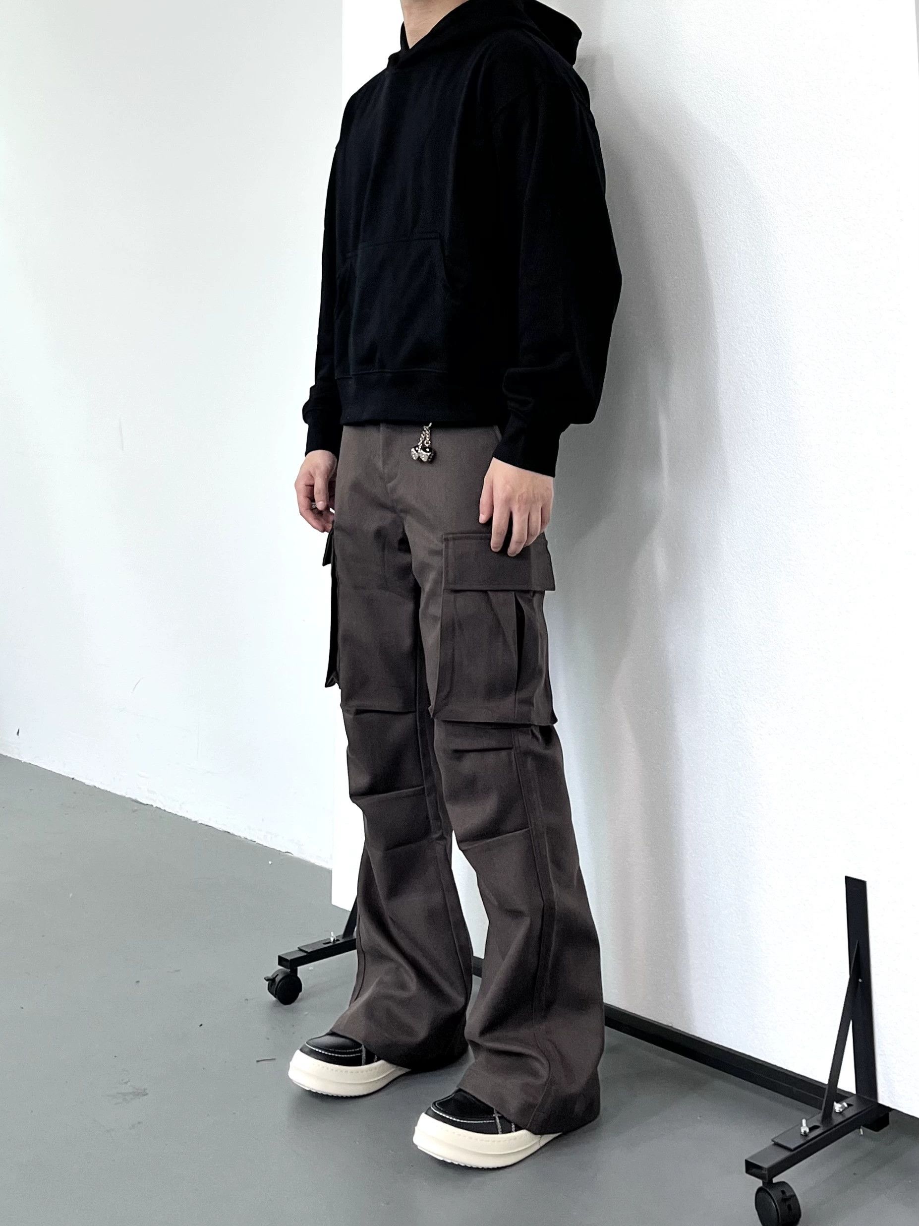 Designer punk pleated yuppie utility bootcut flared cargo pants Size US 32 / EU 48 - 2 Thumbnail