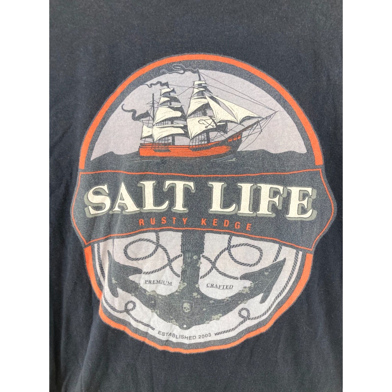 Vintage Salt Life Mens TShirt Medium Blue Live Salty Ship Anchor Rusty Kedge Shirt Adult M Blue Salt Life Beach Outdoor Graphic Print Mens T-Shirt Size US M / EU 48-50 / 2 - 7 Thumbnail