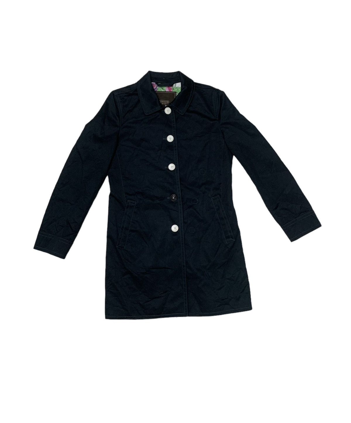 image of Coach Formal Coat Mid Lenght in Dark Blue, Women's (Size Small)