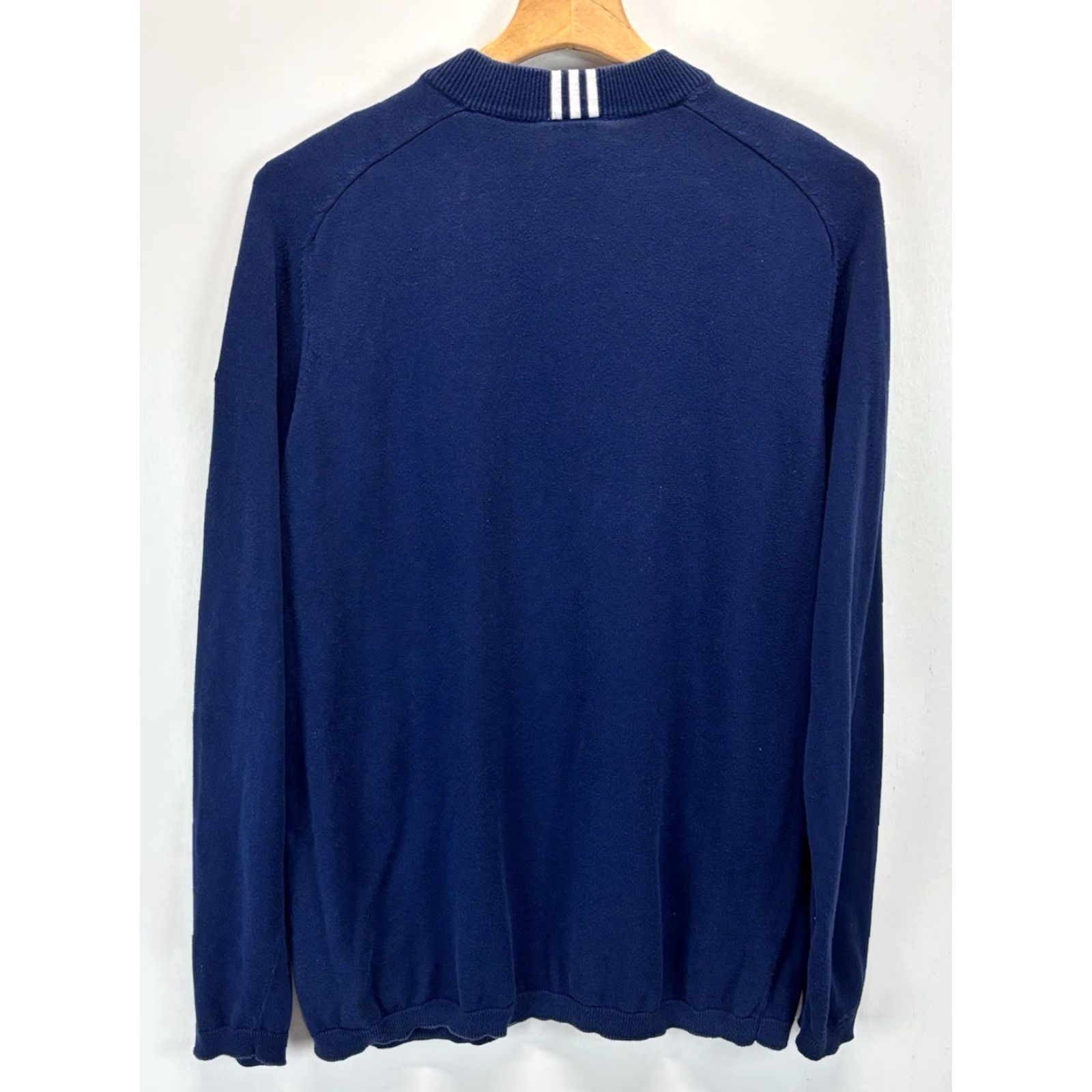 Adidas VINTAGE Adidas 1/4 Zip Sweater Men XL Navy 3-Stripe Knit Pullover Mock Neck Long Sleeve Cardigan Casual Winter Size US XL / EU 56 / 4 - 4 Thumbnail