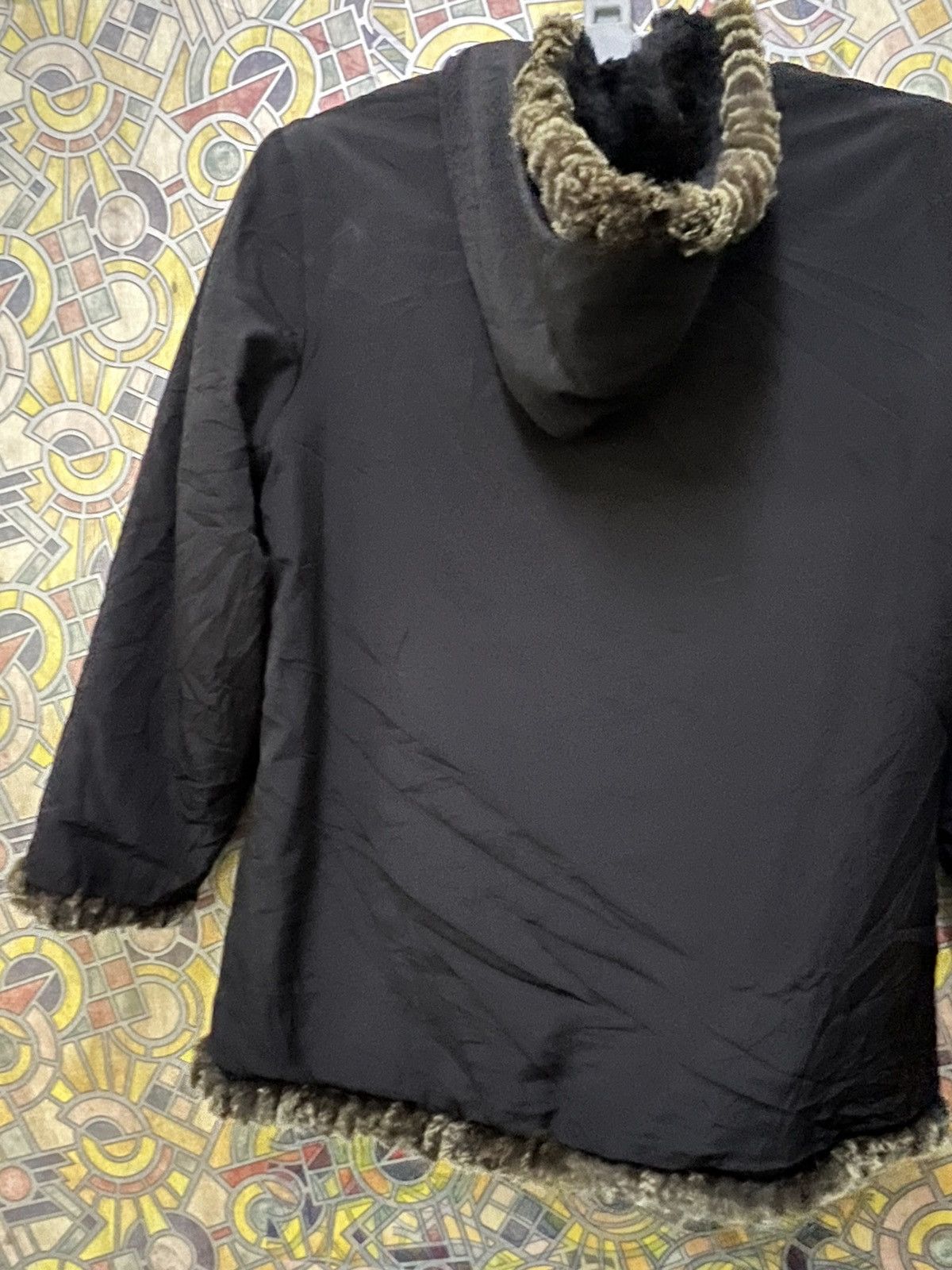 Leather Furugi USED vintage 100% silk rabbit fur reversible jacket Size US L / EU 52-54 / 3 - 5 Thumbnail