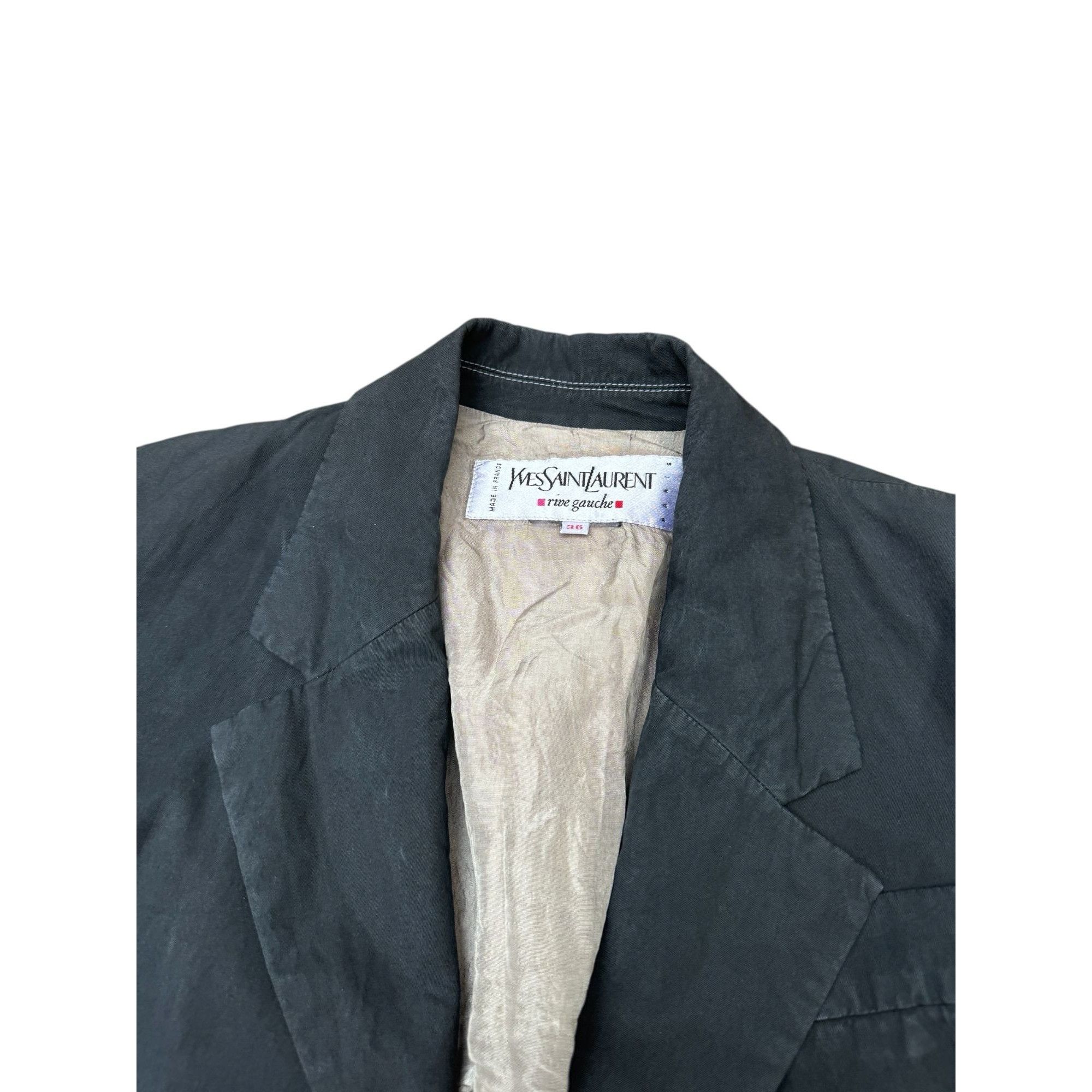 Yves Saint Laurent Dyed Black Cotton Blazer Jacket Size S / US 4 / IT 40 - 5 Thumbnail