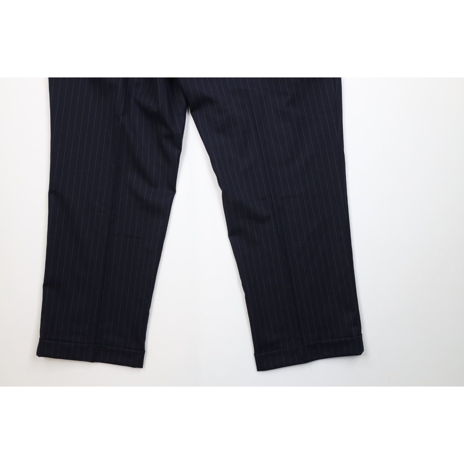 Chaps Vintage Chaps 2 Piece Wool Pinstriped Suit Wedding Size 44S - 17 Thumbnail