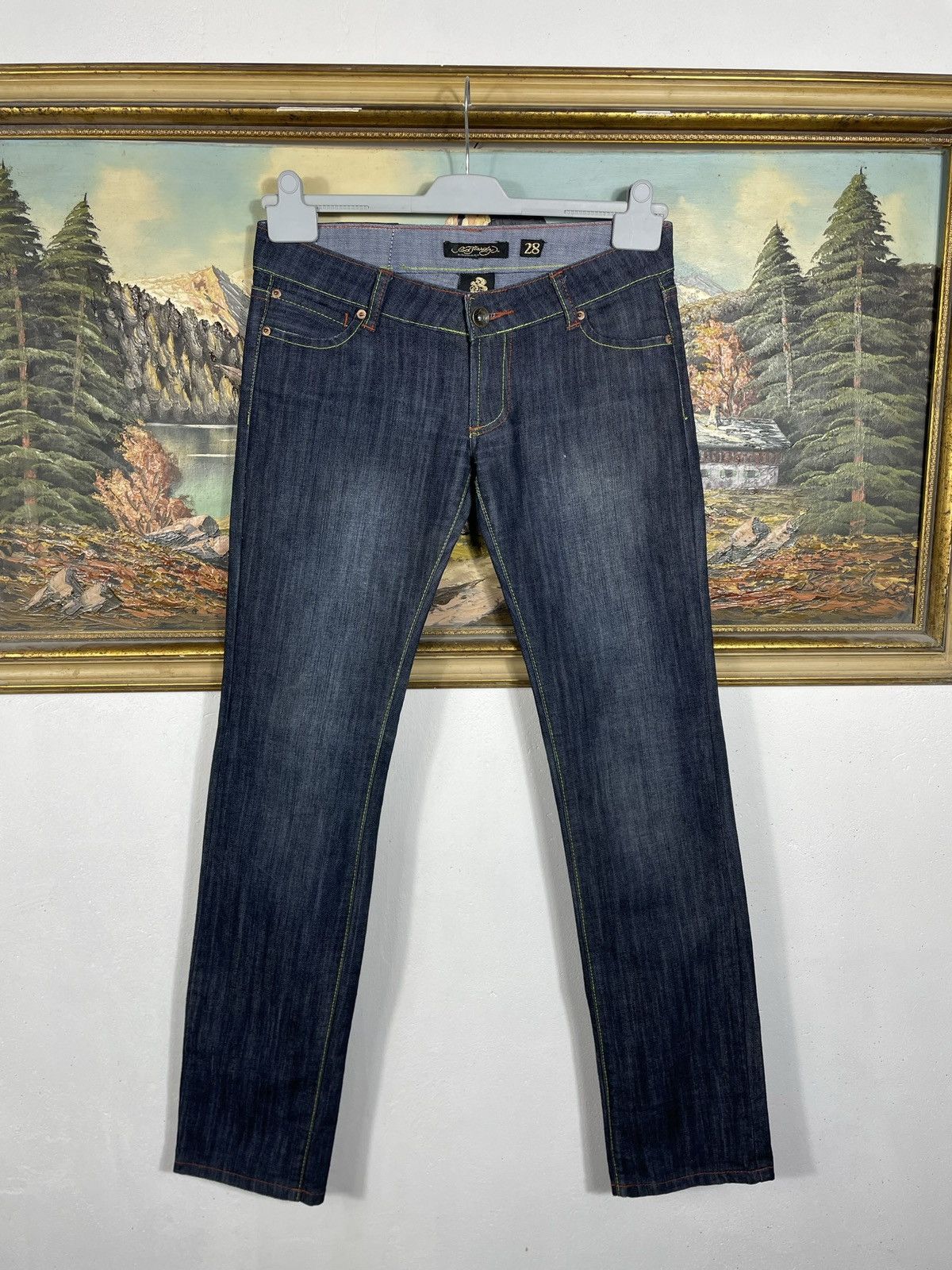 Ed Hardy × Vintage Ed Hardy Vintage Y2k Low Rise Denim Trousers Jeans Drip Swag Size 28" / US 6 / IT 42 - 2 Thumbnail