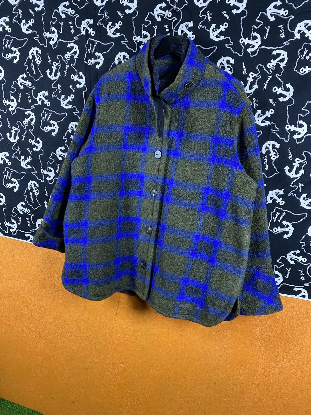 Japanese Brand Vintage Akane Japanese Plaid Cape Jacket Blue Green Check Size L / US 10 / IT 46 - 4 Thumbnail