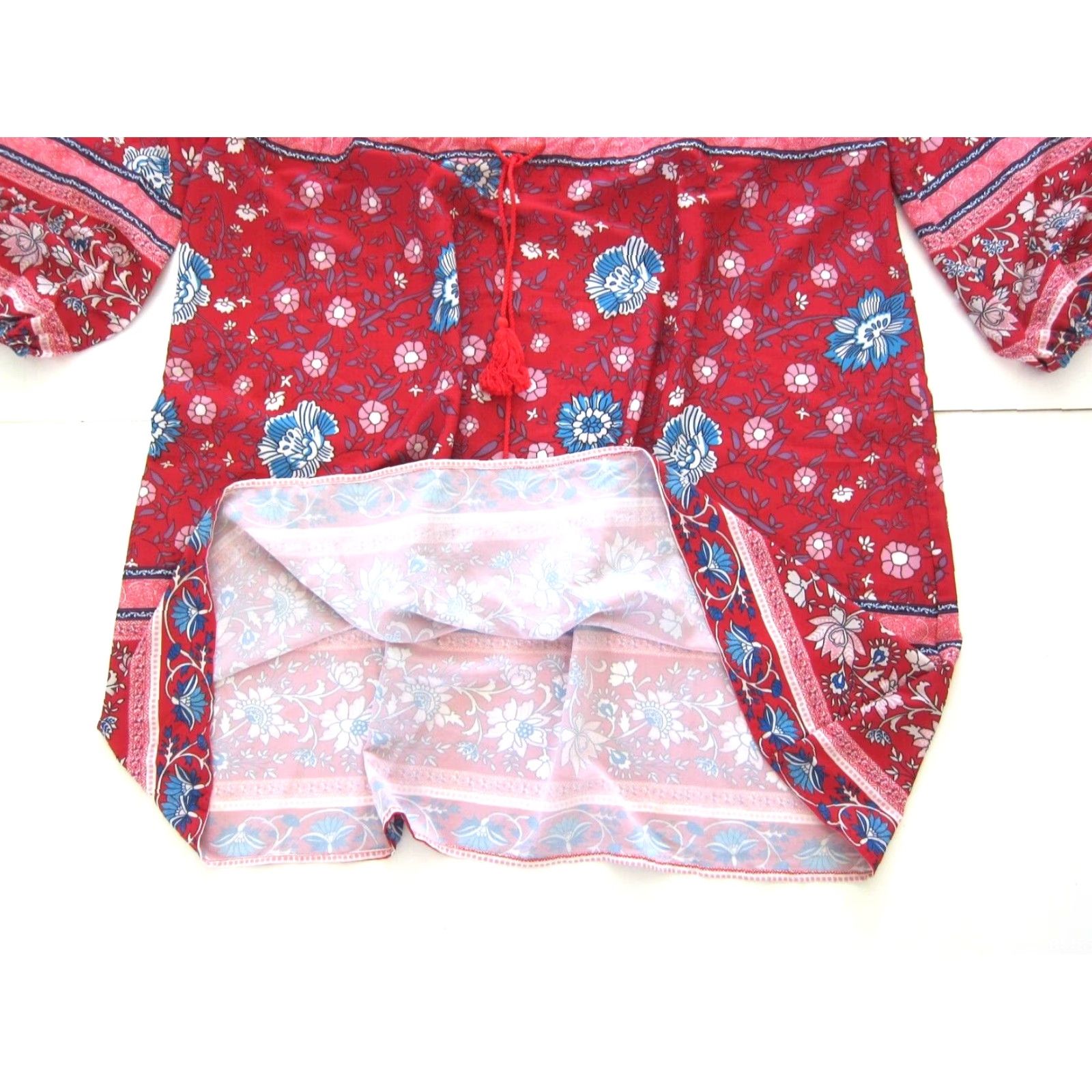 Pinko NWT Floryday Pink Blue Floral Stretch Long Sleeve Peasant Tunic Dress Women XXL Size XXL / US 16-18 / IT 52-54 - 7 Thumbnail