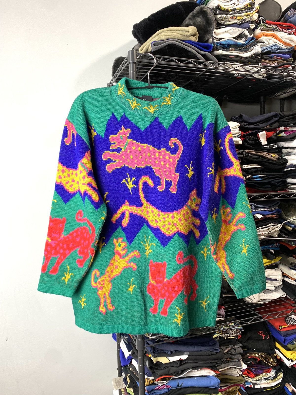 Band Tees × Japanese Brand Rare! Vintage Abstract Colourful LSD Art Knit Sweater Japan Size US L / EU 52-54 / 3 - 1 Thumbnail