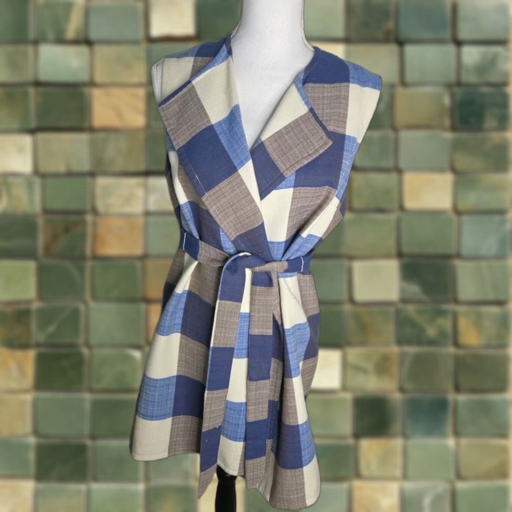 Pendleton Pendleton Blazer Vest Belted Wool Plaid USA Womens S Small Multicolor Jacket Long Mid-Length Sleeveless Buttoned Pattern Size S / US 4 / IT 40 - 1 Thumbnail