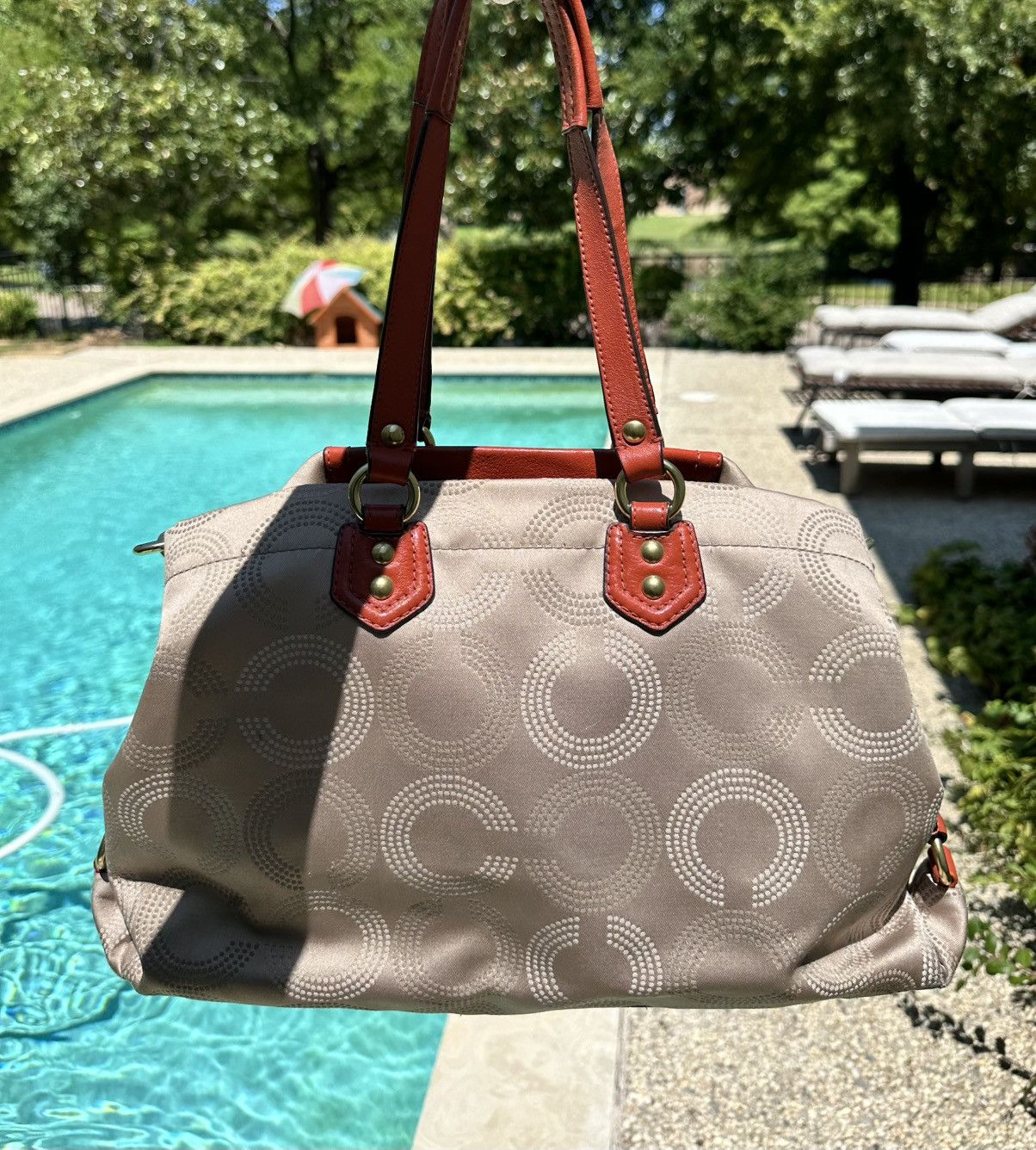 Coach Coach Ashley Dotted Op Art Beige Orange Carry All Satchel Size ONE SIZE - 2 Thumbnail