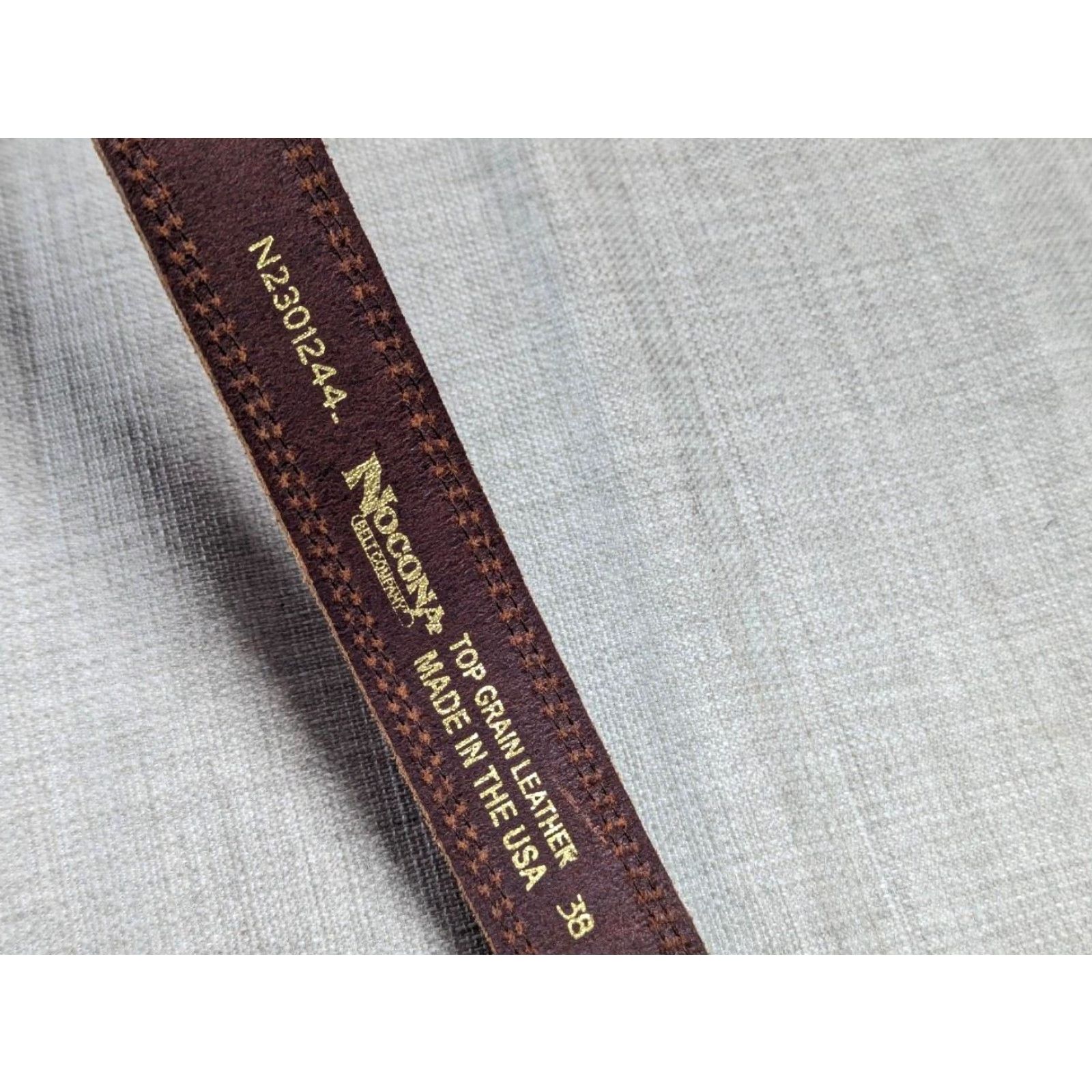 Vintage VINTAGE NOCONA belt Buckle Cowhide Leather 38 Men Brown Stitching Western Belt Size 38 - 7 Thumbnail