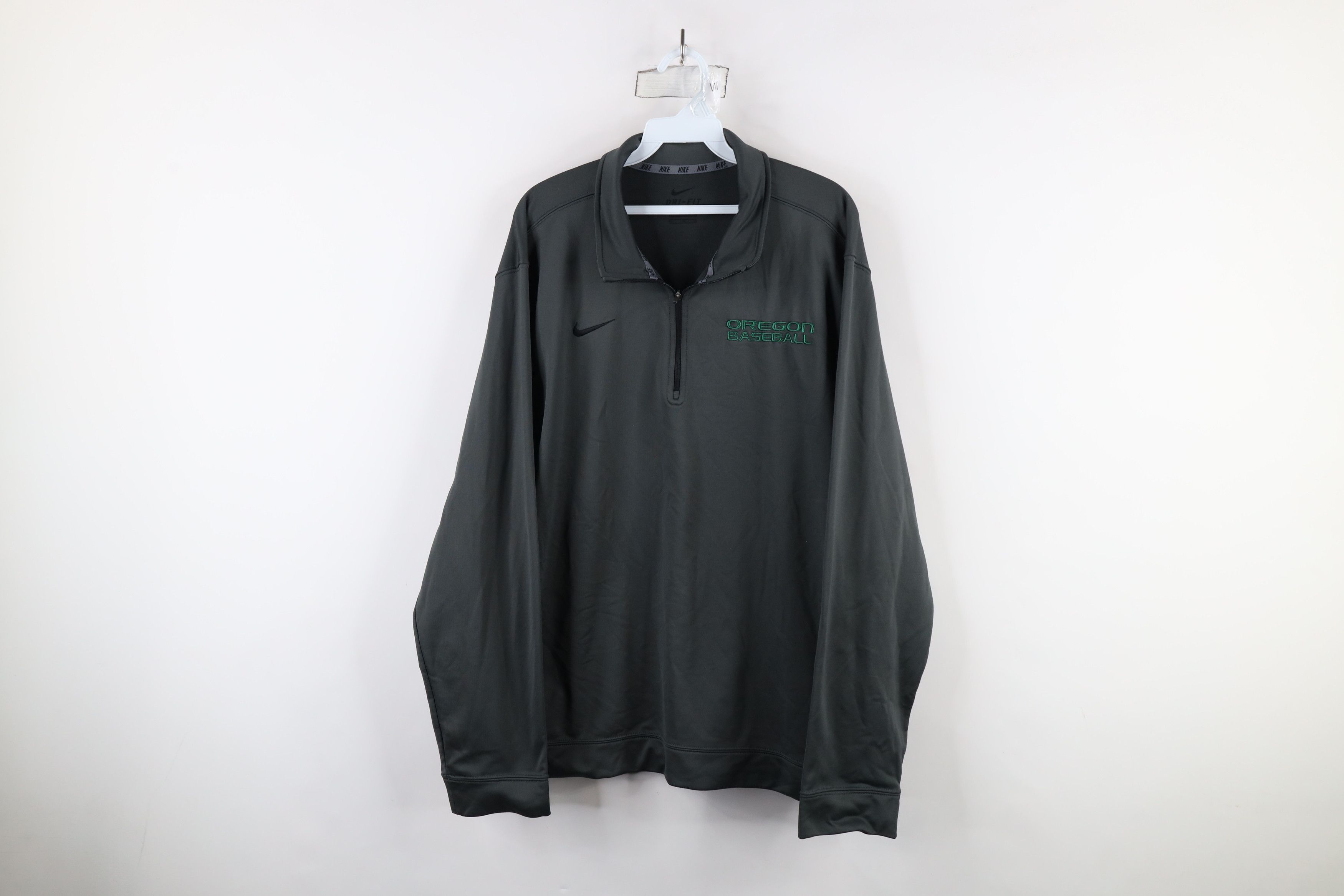 Nike × Vintage Nike University of Oregon Baseball Half Zip Sweater Gray Size US XL / EU 56 / 4 - 1 Thumbnail