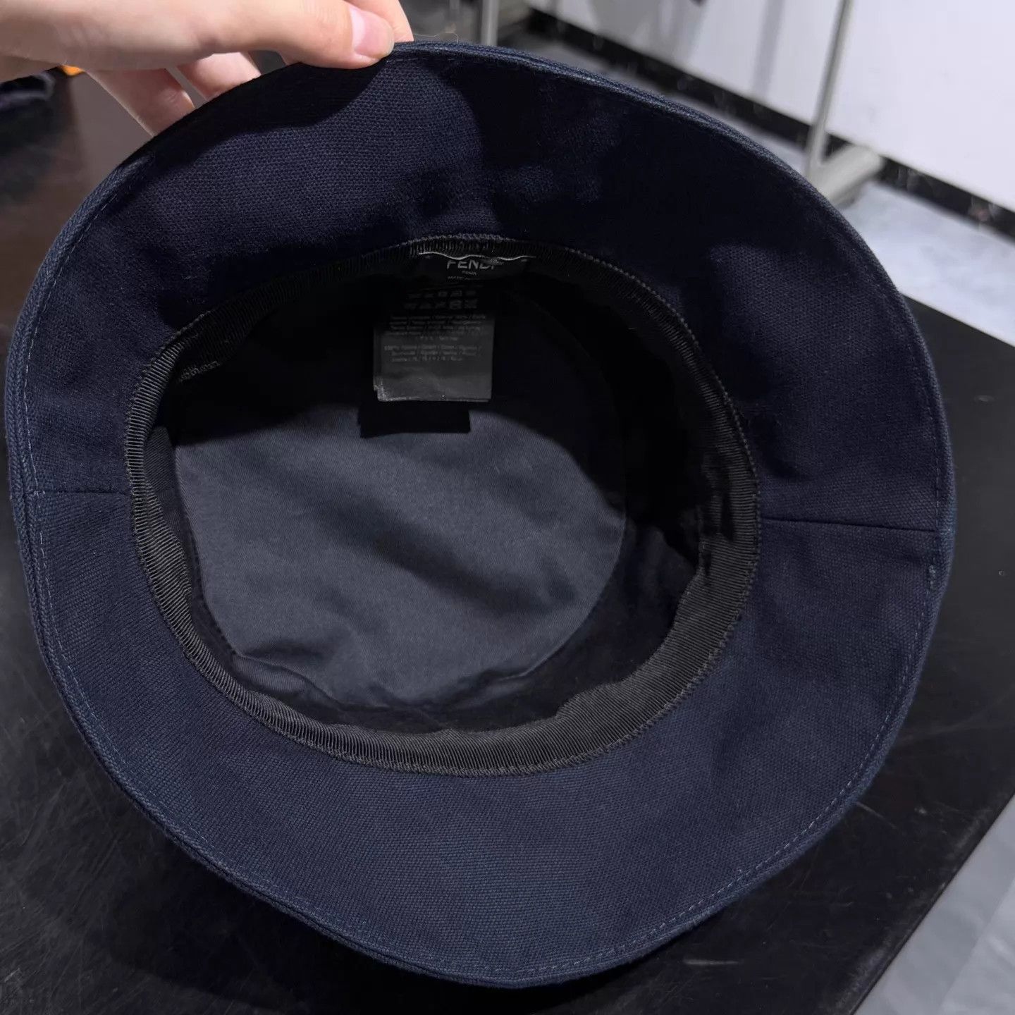 Fendi Fendi Embroidered Logo Navy Blue Fisherman Hat M Size ONE SIZE - 3 Thumbnail