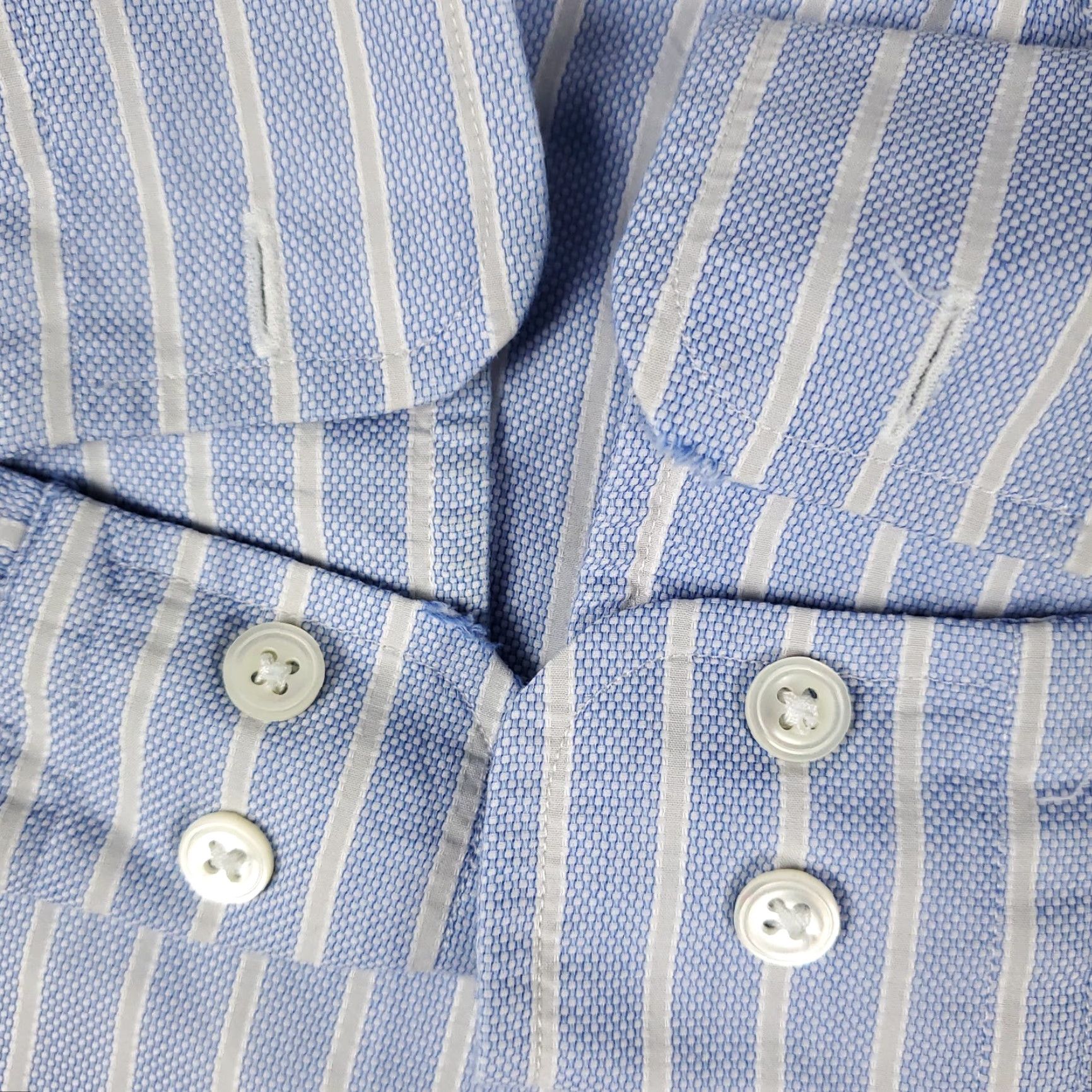Faconnable Façonnable Men’s Dress Shirt Size 15 Blue Striped Long Sleeve Button-Up Regular Fit Size 40R - 3 Thumbnail