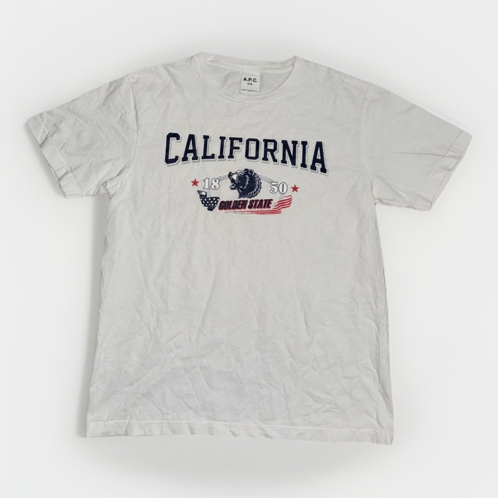 A.P.C. × Band Tees × Vintage A.P.C. California USA Graphic T-Shirt White Small 19x26 Size US S / EU 44-46 / 1 - 1 Thumbnail