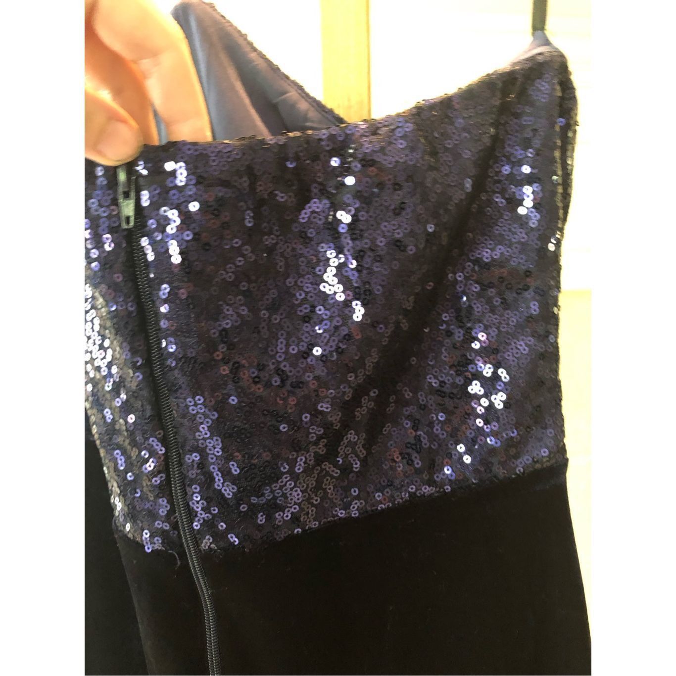 Other Windsor Women’s Navy Blue Sequin and Velvet One Shoulder El Size L / US 10 / IT 46 - 3 Thumbnail