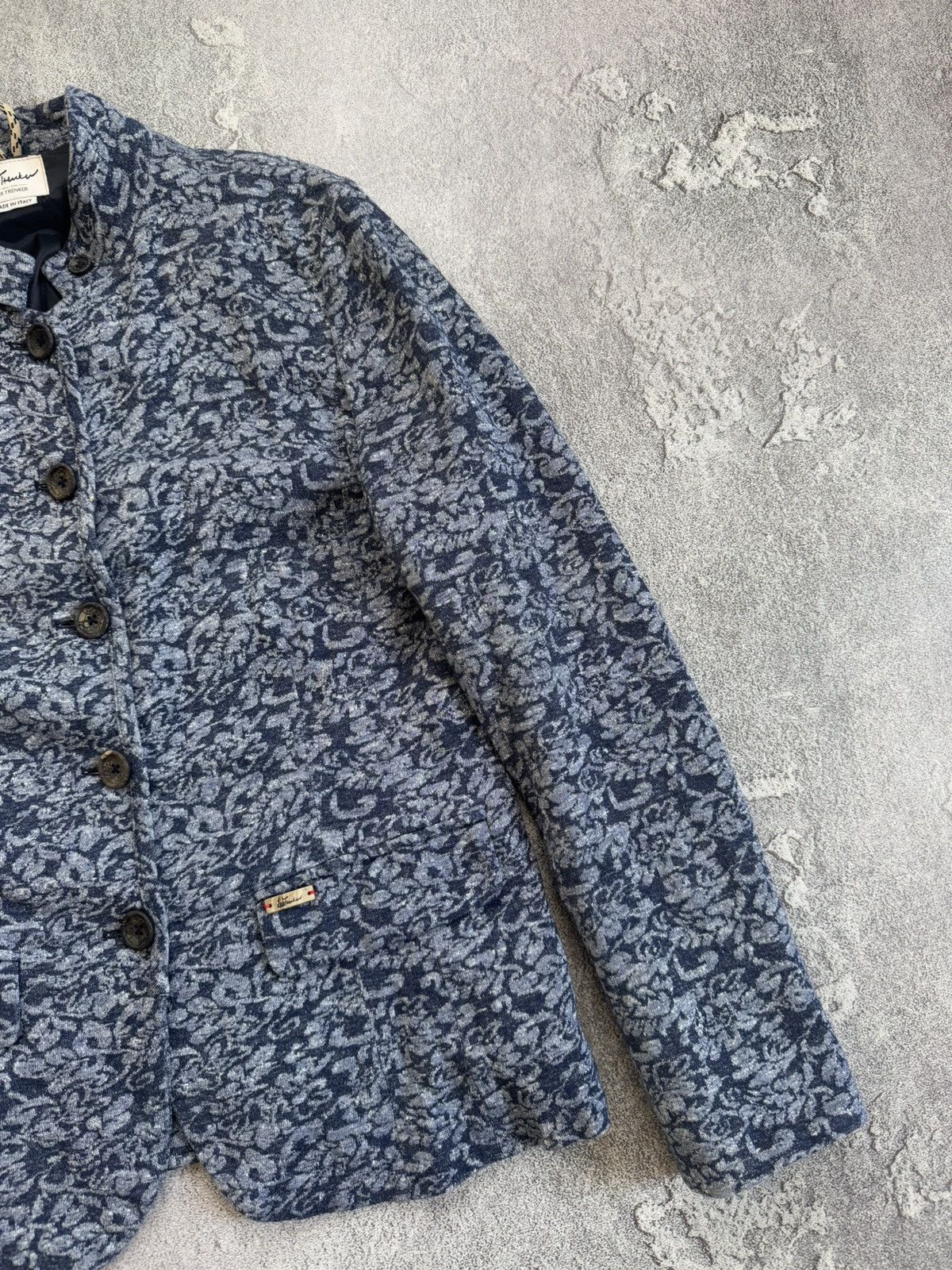 Designer Luis Trenker 46size linen blue blazer jacket coat button up Size L / US 10 / IT 46 - 6 Thumbnail