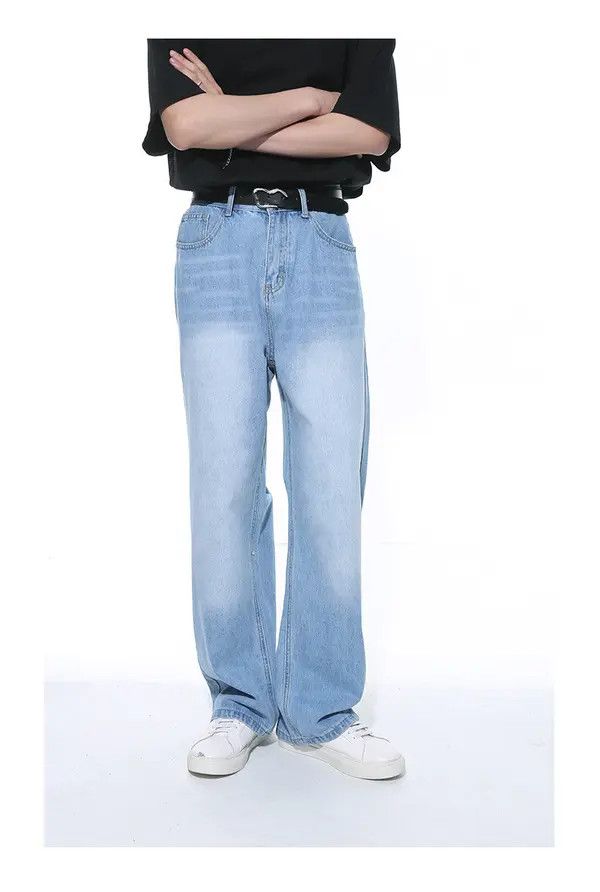 VIBE Japanese simple light blue straight loose washed jeans Size US 32 / EU 48 - 3 Thumbnail