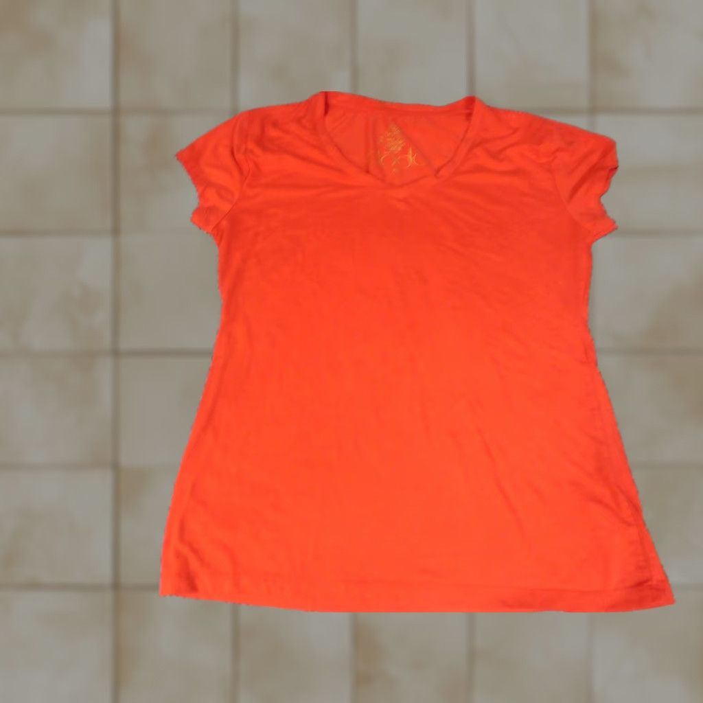 Vintage Dodo Blouse Womens 2XL Orange Short Sleeve Collared Pullover Stretch Casual Cotton Polyester Button Regular Classic Size XXL / US 16-18 / IT 52-54 - 1 Thumbnail