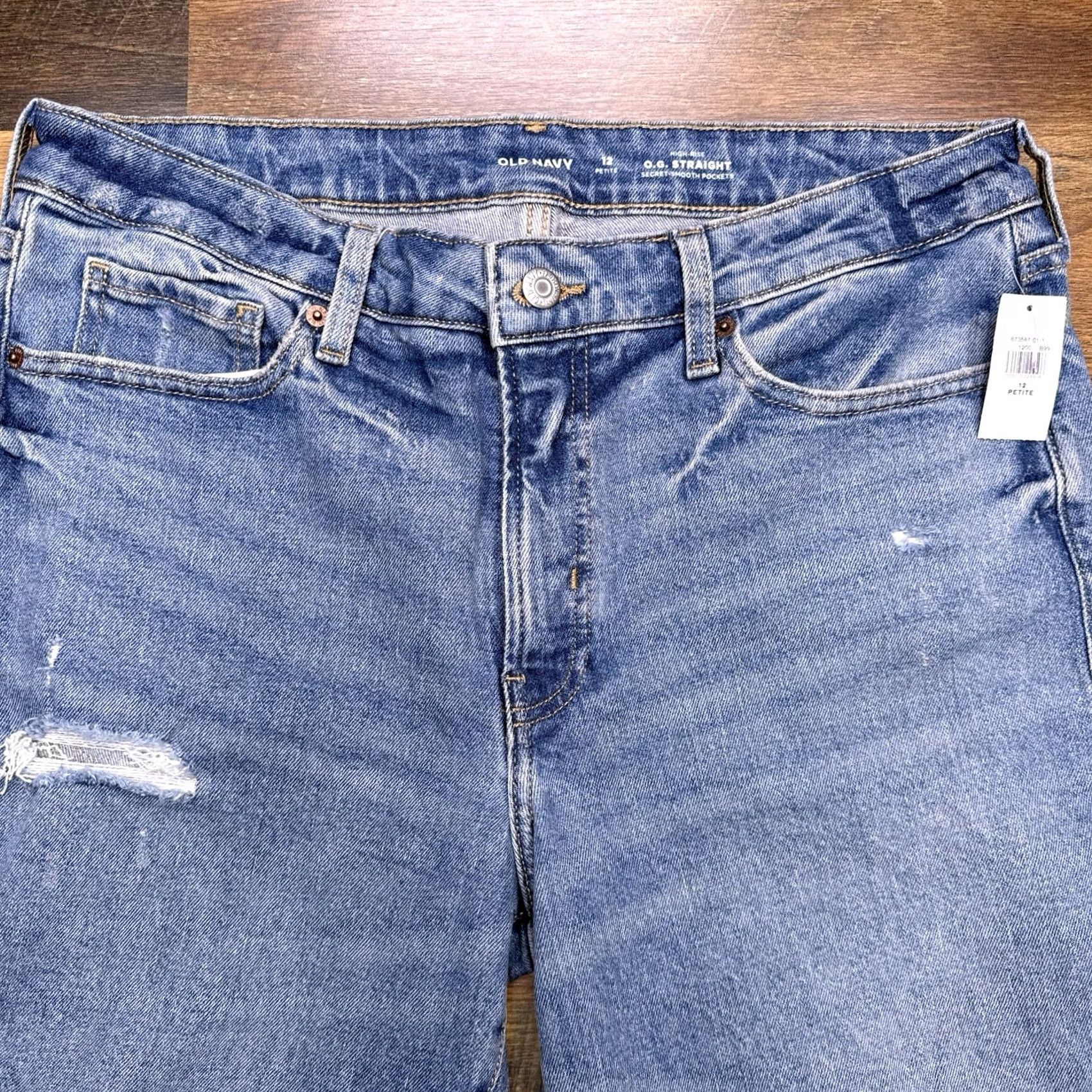 Old Navy Old Navy Jeans Womens 12P Petite High Rise Slim 5-Pocket Blue Denim Vintage No N/A Size 34" / US 12 / IT 48 - 3 Thumbnail