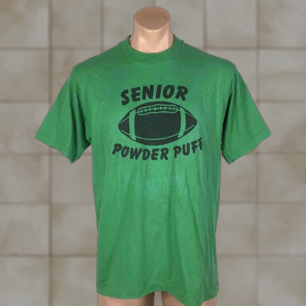 Vintage VINTAGE 90s Screen Stars Graphic Tee Senior Powder Puff #10 Green T- Shirt XL Mens | Grailed, image size:1024x1024