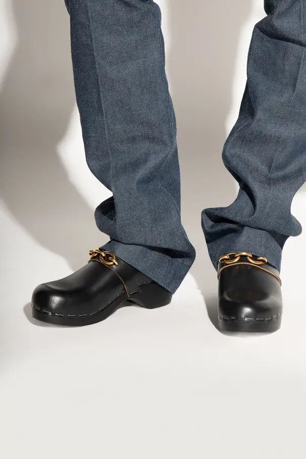 Saint Laurent Paris o1s1wg111024 Le Maillon Clogs in Smooth Leather in Black Size US 8.5 / IT 38.5 - 2 Thumbnail