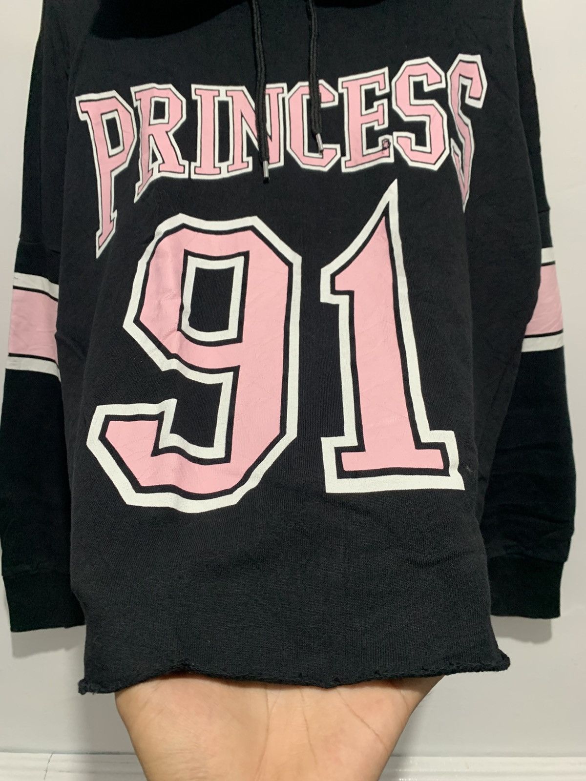 Japanese Brand Cropped Princess 91 Boxy Black Pink Jacket with Hoodie Size L / US 10 / IT 46 - 3 Thumbnail