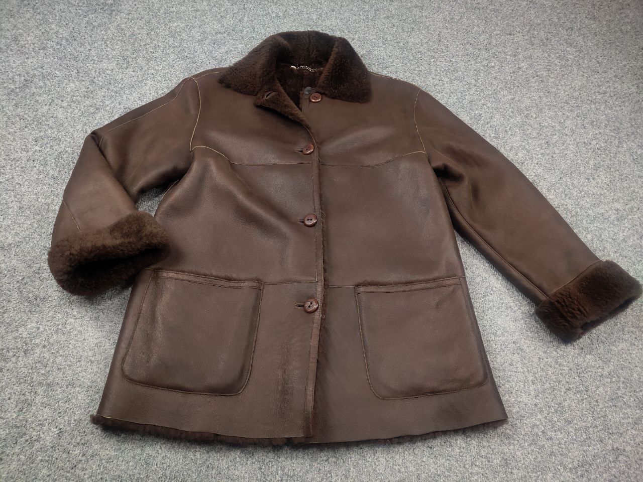 Gallotti Gallotti Bacis Brown Leather Shearling Fur-Lined Coat Jacket Size US M / EU 48-50 / 2 - 3 Thumbnail
