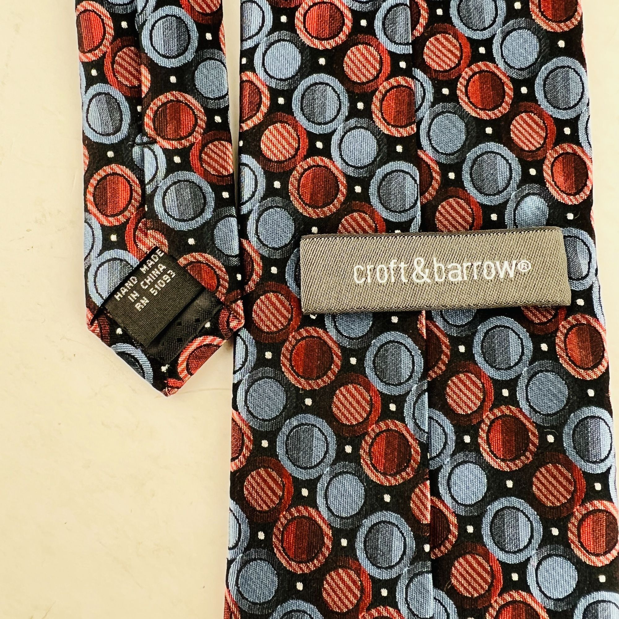 Croft & Barrow Croft & Barrow Multicolor Circles Blue Red Necktie Tie Silk Size ONE SIZE - 4 Thumbnail
