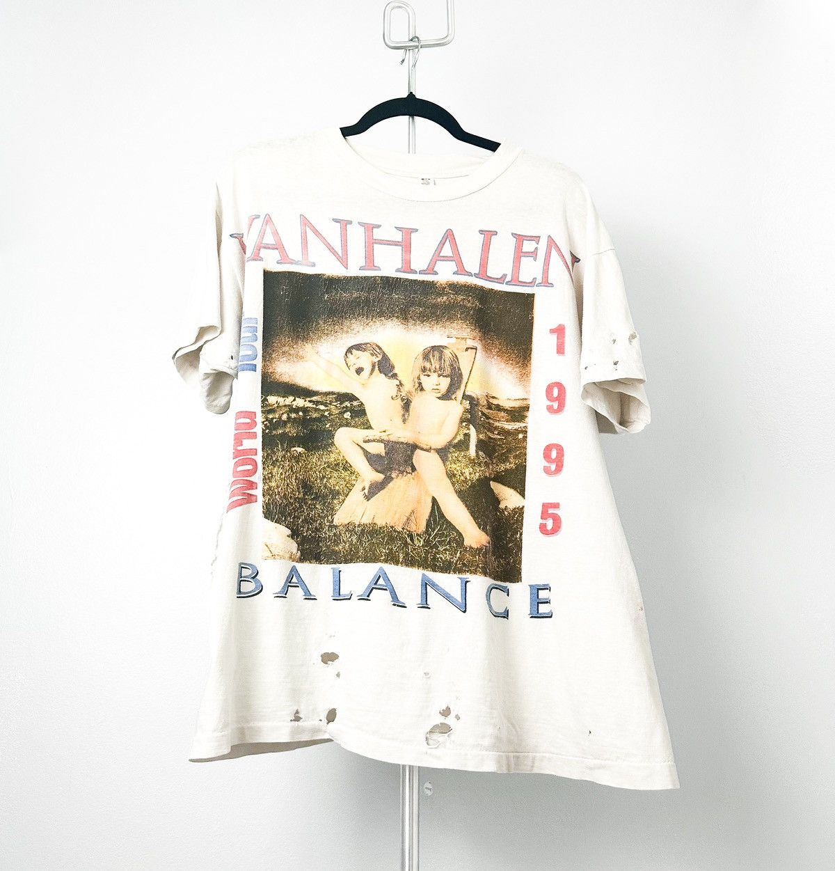 image of Band Tees x Vintage 90’S Thrashed Van Halen Balance T-Shirt in White, Men's (Size Large)