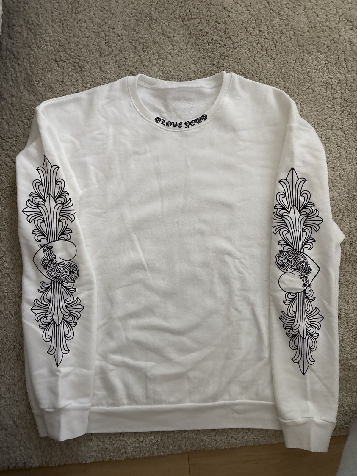 入手困難♪【CHROME HEARTS】Love You Crewneck Sweatshirt Chrome Hearts Love You Crewneck Sweatshirt White – Endless