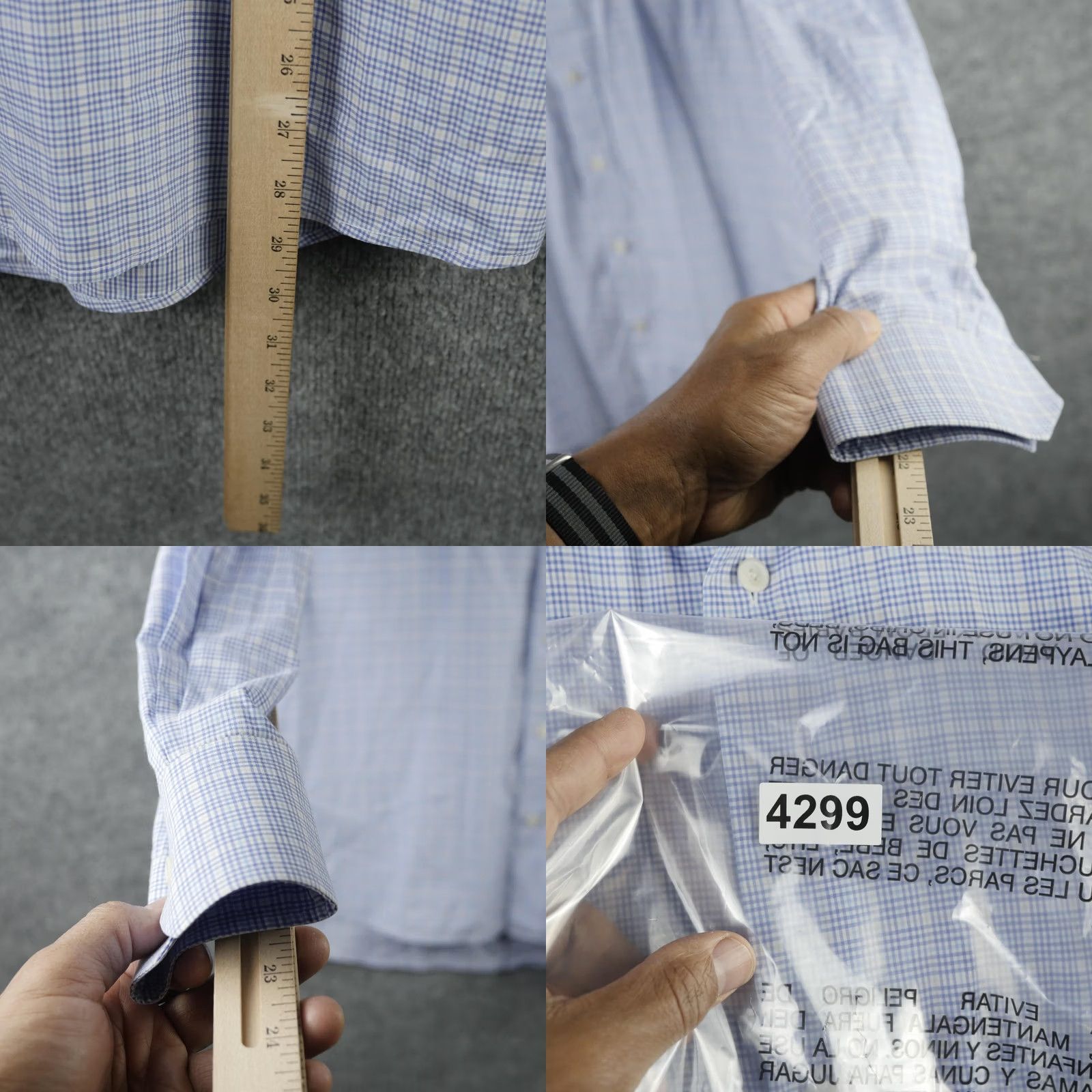 Eton Eton Dress Shirt Mens Blue White Check Contemporary Fit Button Up Cotton 17.5 44 Size 48R - 9 Thumbnail